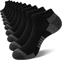 COOVAN 10 Pack Men's Ankle Socks - Low Cut Cushioned Casual Socks with Arch Support, Anti-Slip & Breathable Fabric, US 6-12