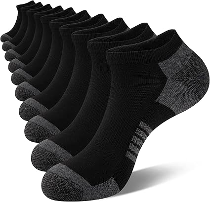 COOVAN 10 Pairs Mens Ankle Socks Men 10 Pack Low Cut Comfort Cushion Casual Socks