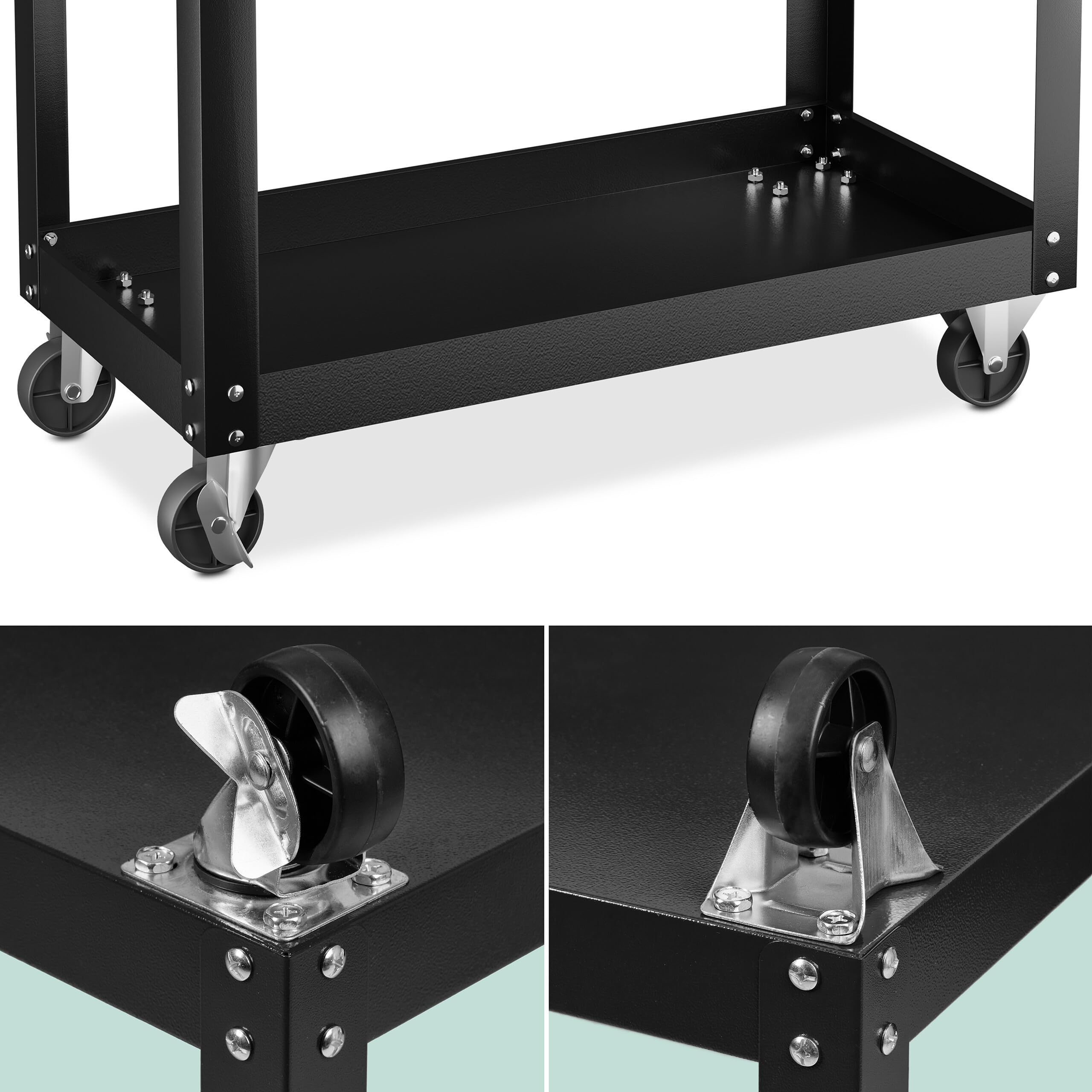 Relaxdays Chariot d'atelier, 3 Niveaux, Charge maximale : env. 100 kg, H x L x P : 76 x 78 x 35 cm, Noir