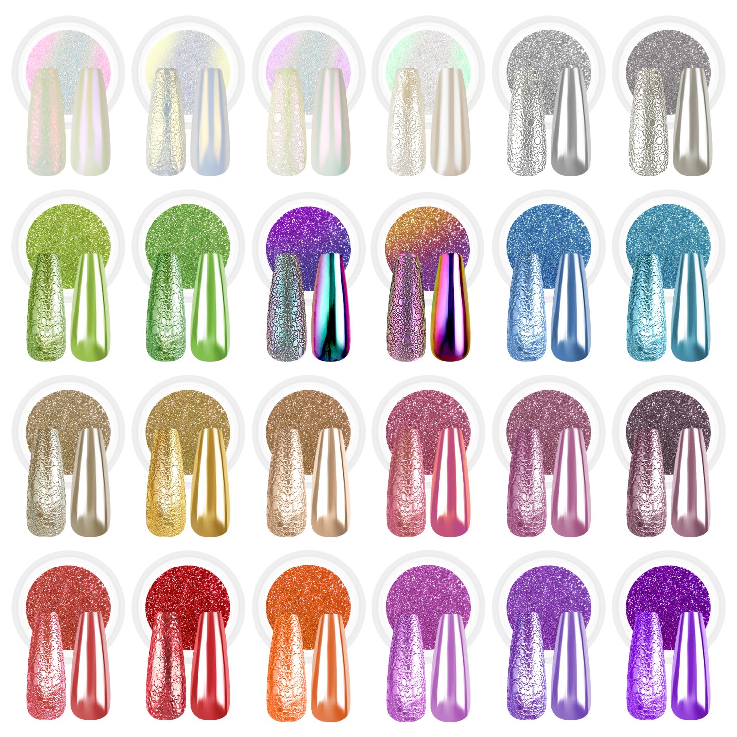BISHENGYF 24Pcs Chrome Nail Powder