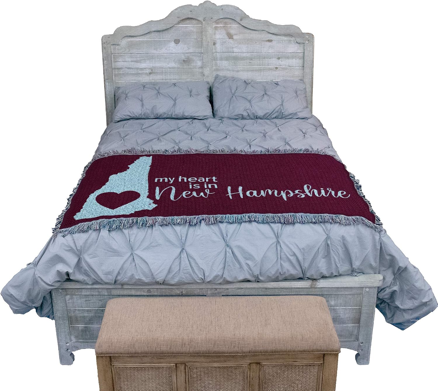 Pure Country Weavers My Heart is in New Hampshire Blanket - Gift Tapestry Throw for Back of Couch or Sofa - Woven from Cotton - Made in the USA (61x36)