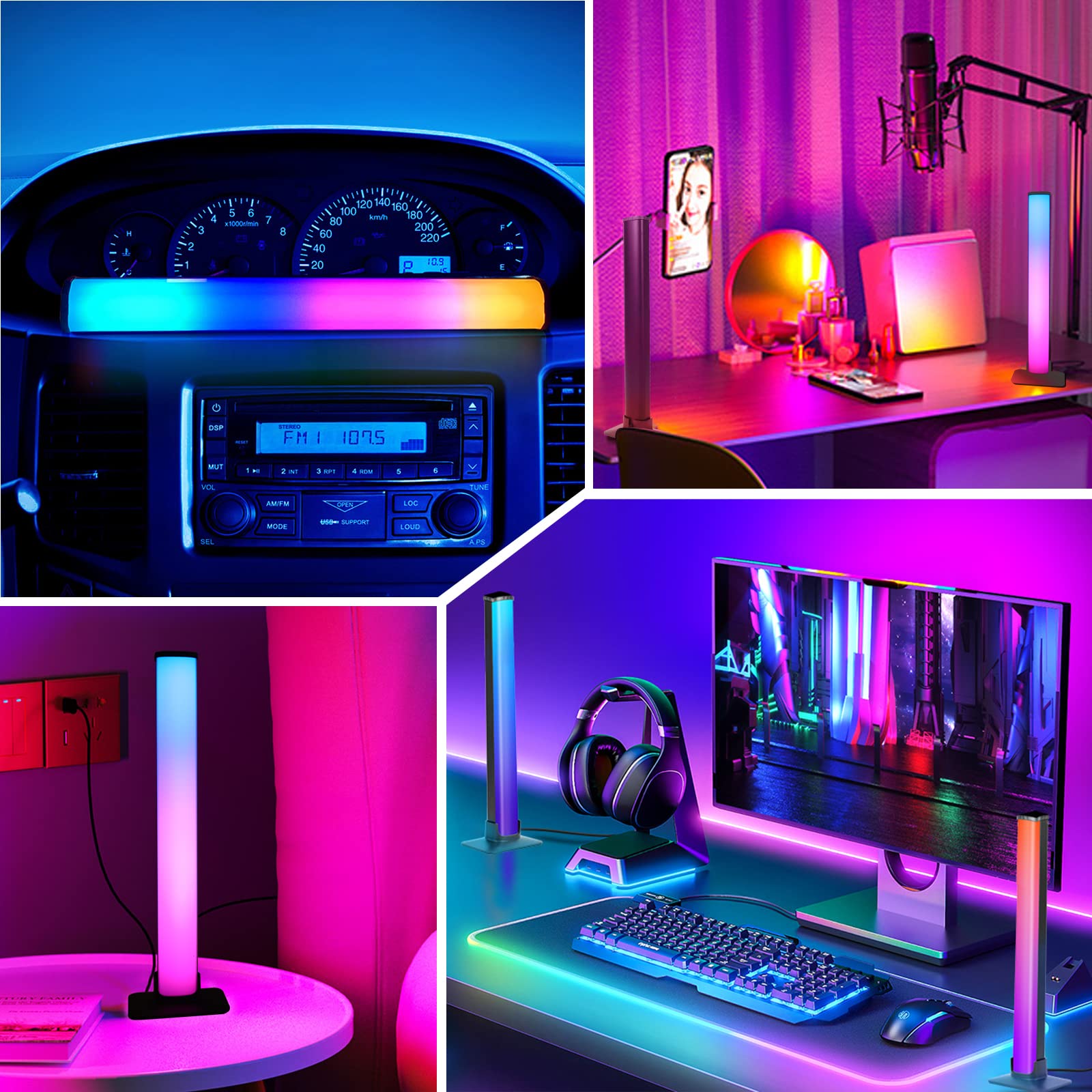 Listwa oświetleniowa LED Lightbar, 2 sztuki, Smart RGB, możliwość ściemniania, oświetlenie TV, zasilanie USB, synchronizacja muzyki, Bluetooth, z aplikacją i pilotem zdalnego sterowania, dekoracja