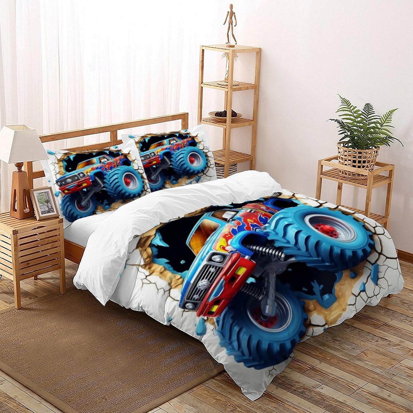 Parure de lit microfibre haut de gamme motif camion tout-terrain super king