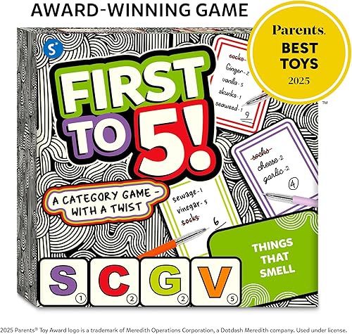 Miniatura 3 de Skillmatics Juego de mesa y cartas juego de primera a 5, categoría con un giro, pensamiento rápido, perfecto para fiestas, Navidad, noches de juegos