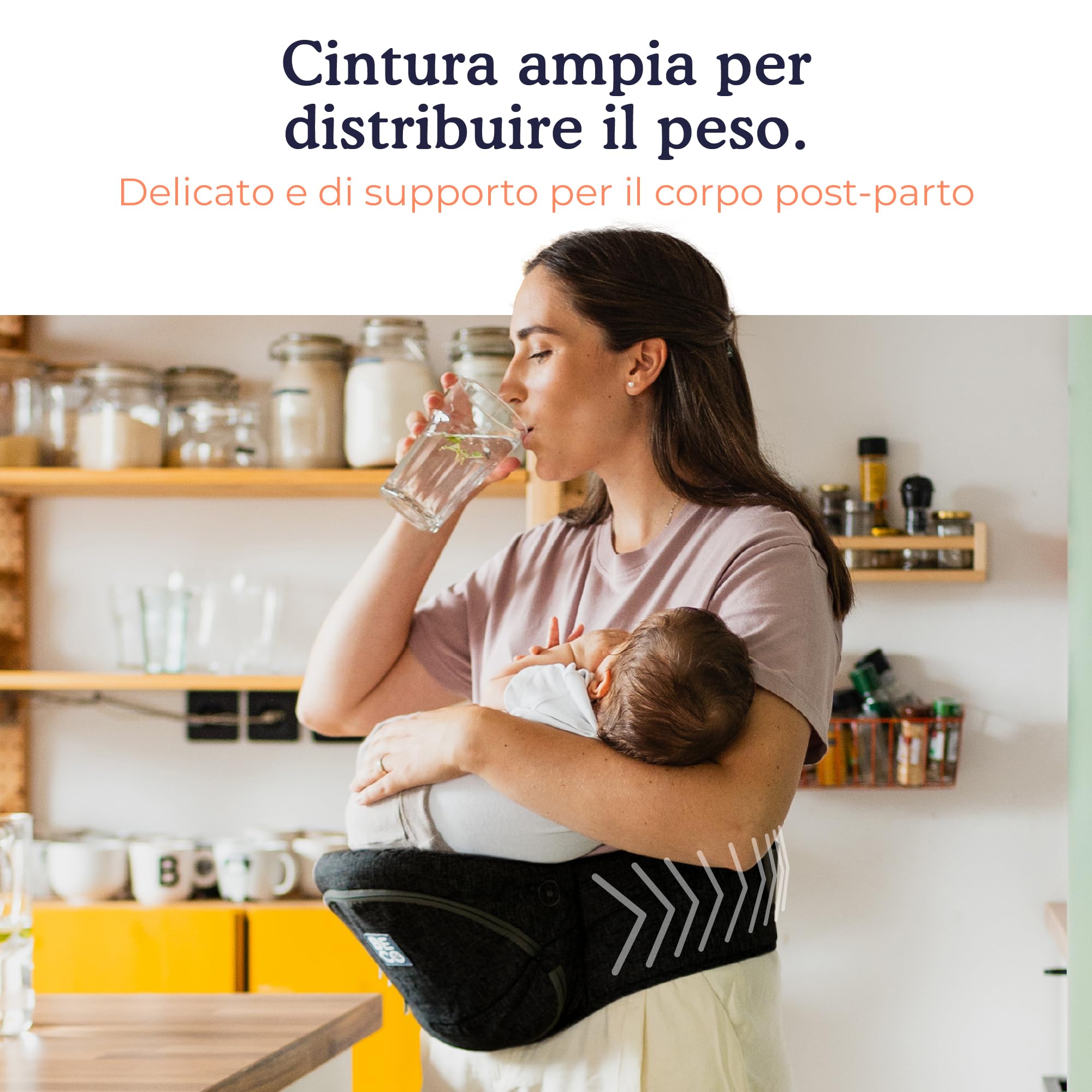 Beco Marsupio Seduta ad Anca Pieghevole, 4-in-1, 0-36 Mesi, Nero | Si piega piatto nella borsa cambio, Seduta di Supporto che allevia braccia e schiena, si adatta da 0 a 36 mesi.