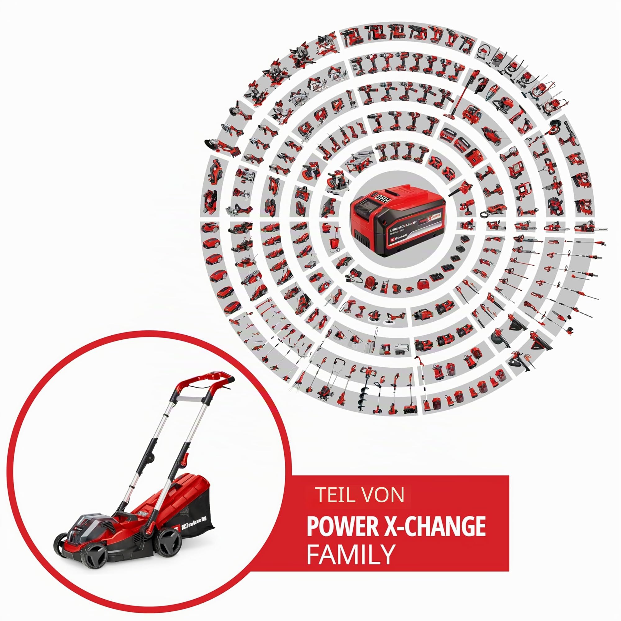Einhell Akku-Rasenmäher GE-cm 36/34-1 Li-Solo Power X-Change (36 V, 34 cm Schnittbreite, bis 200 m², 30L Grasfangkorb, 25-65 mm Schnitthöhe, ohne Akku)