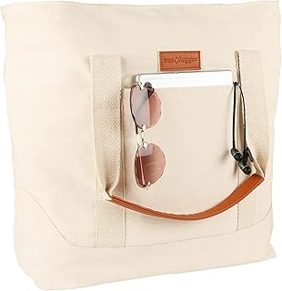 Large Canvas Tote Bag with Zipper & Pockets | Canvas Beach Bag | Travel Tote Bag | Weekender bags for Women | Beach Tote Bags for Women | Carry on Tote Bag | Overnight Bags for Women Travel Essentials