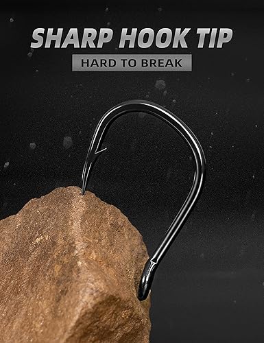 Miniatura 5 de BLUEWING Ganchos de pesca con punta de aguja, ganchos de acero de alto carbono, ganchos de pescado extra afilados para pesca en agua dulce, agua