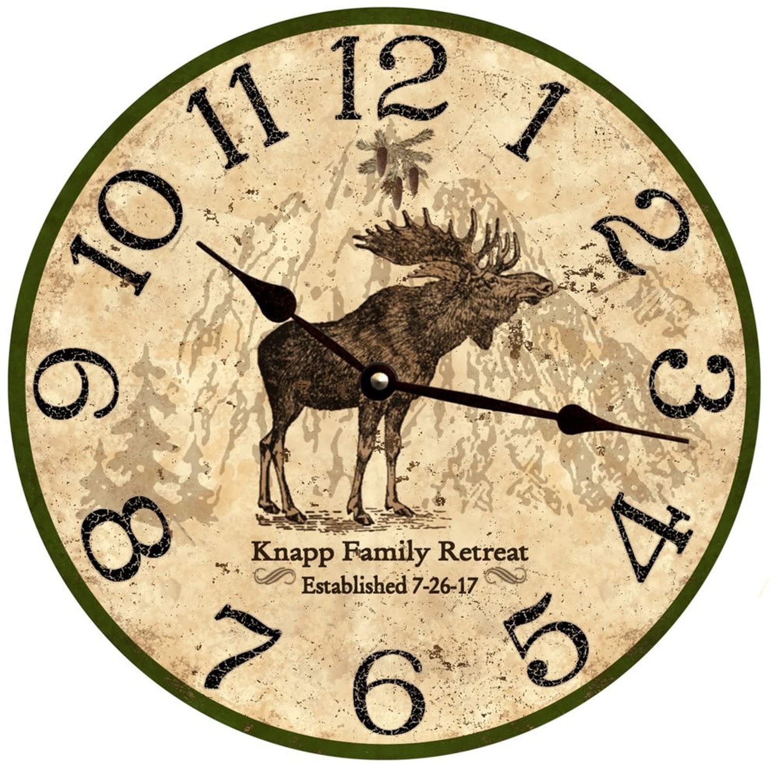 Horloge murale rustique ronde de 25cm pour décorer le salon et la cuisine