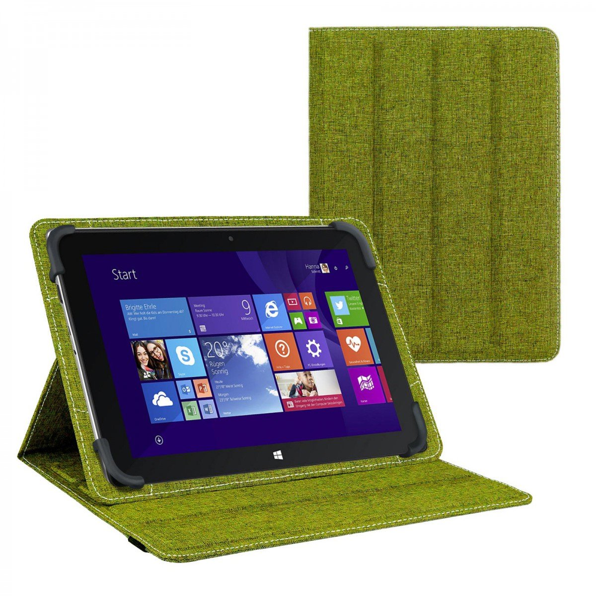 eFabrikCase for the Trekstor SurfTab WINTRON 10.1 Pure Linen 10.1 inch Black Reversible Case With Turquoise – Green and Grey