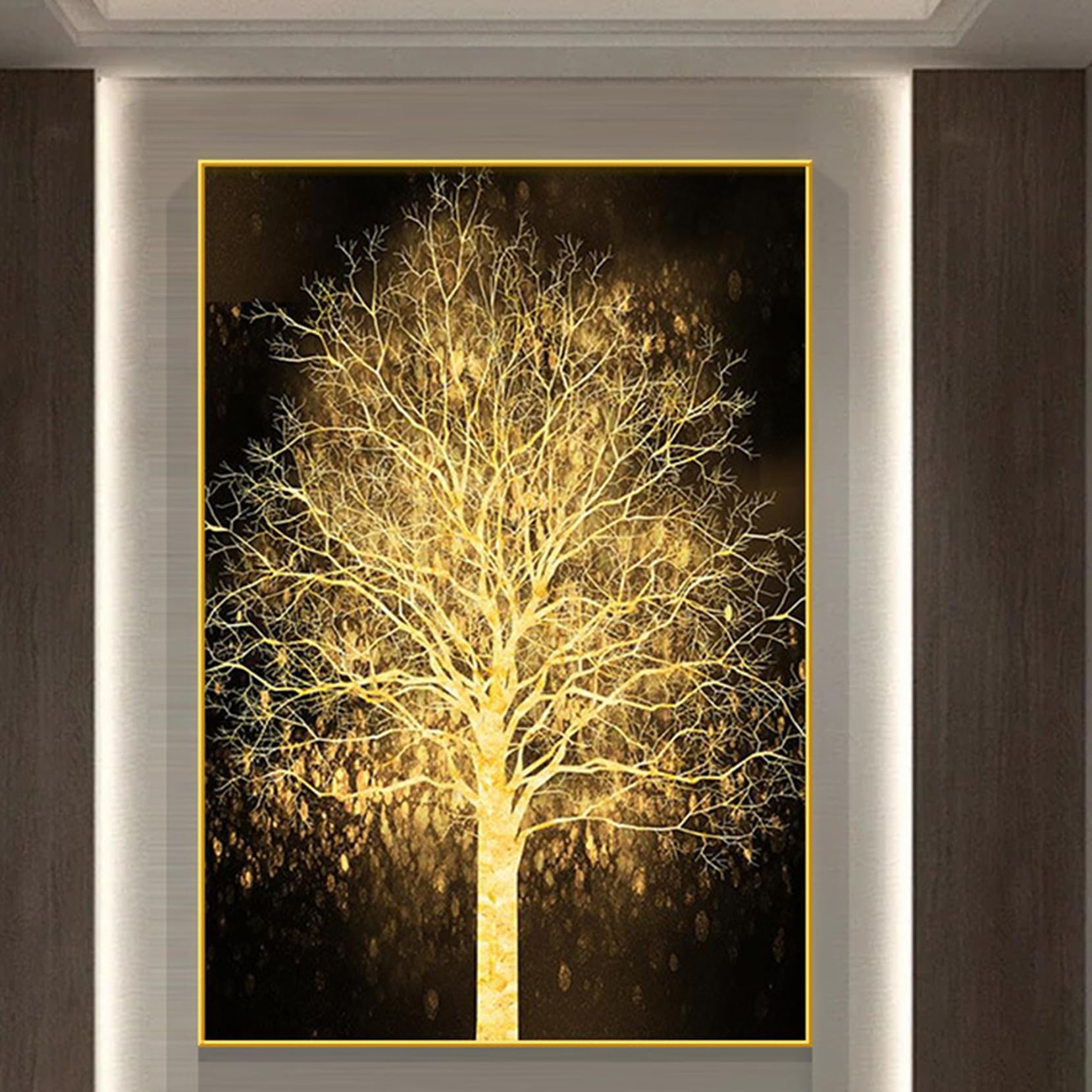 Art Panel, Wall Hanging, Entryway, Feng Shui, Abstract Painting, Art Poster, Room Interior Decoration, Gold Tree Wall Hanging, Bedroom Decoration, Feng Shui Goods, Good Luck, Pray for Money