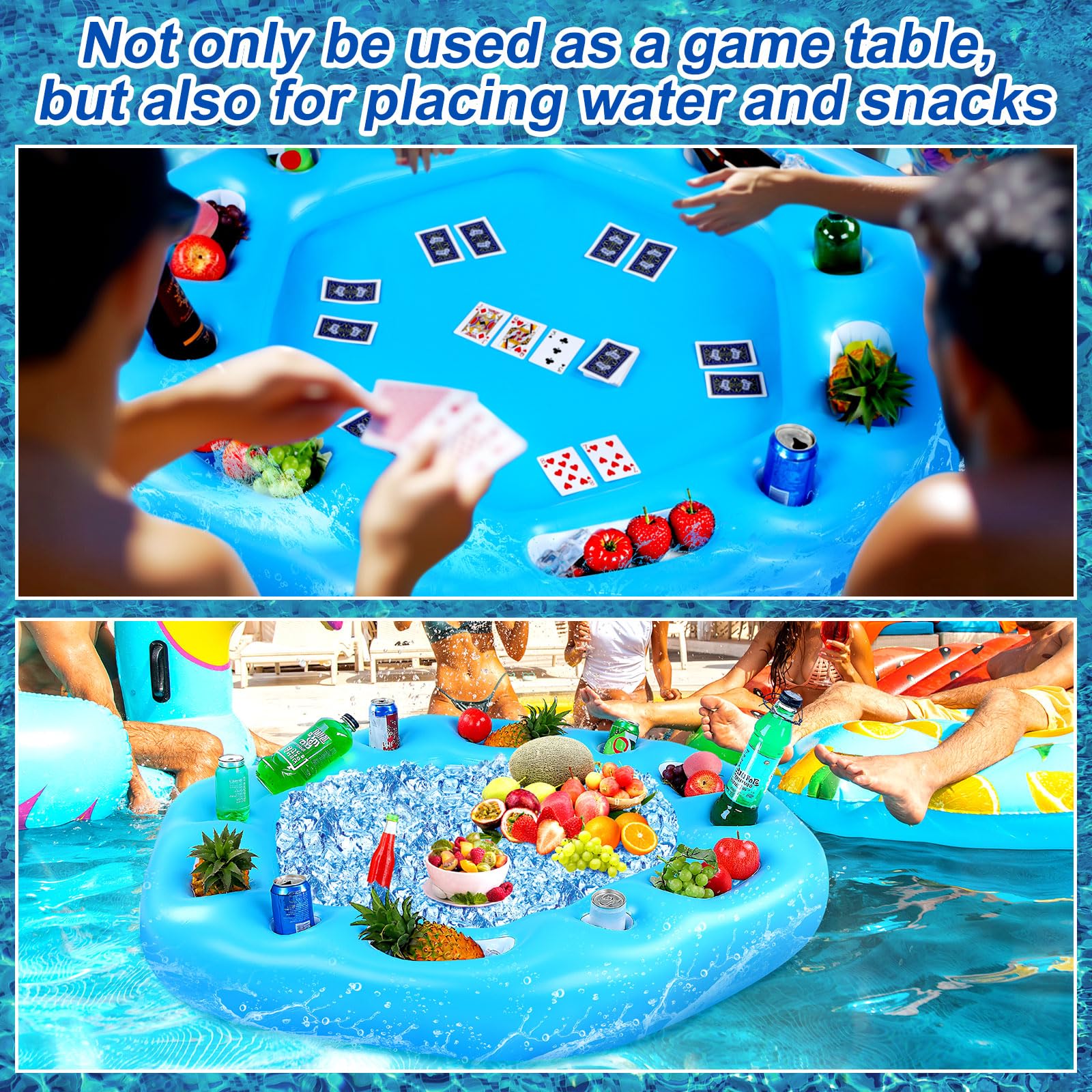 Mesa Flotante Inflable Para Piscina – 93x93 Cm, Con Portavasos Y Enfriador, Para Fiestas De Verano