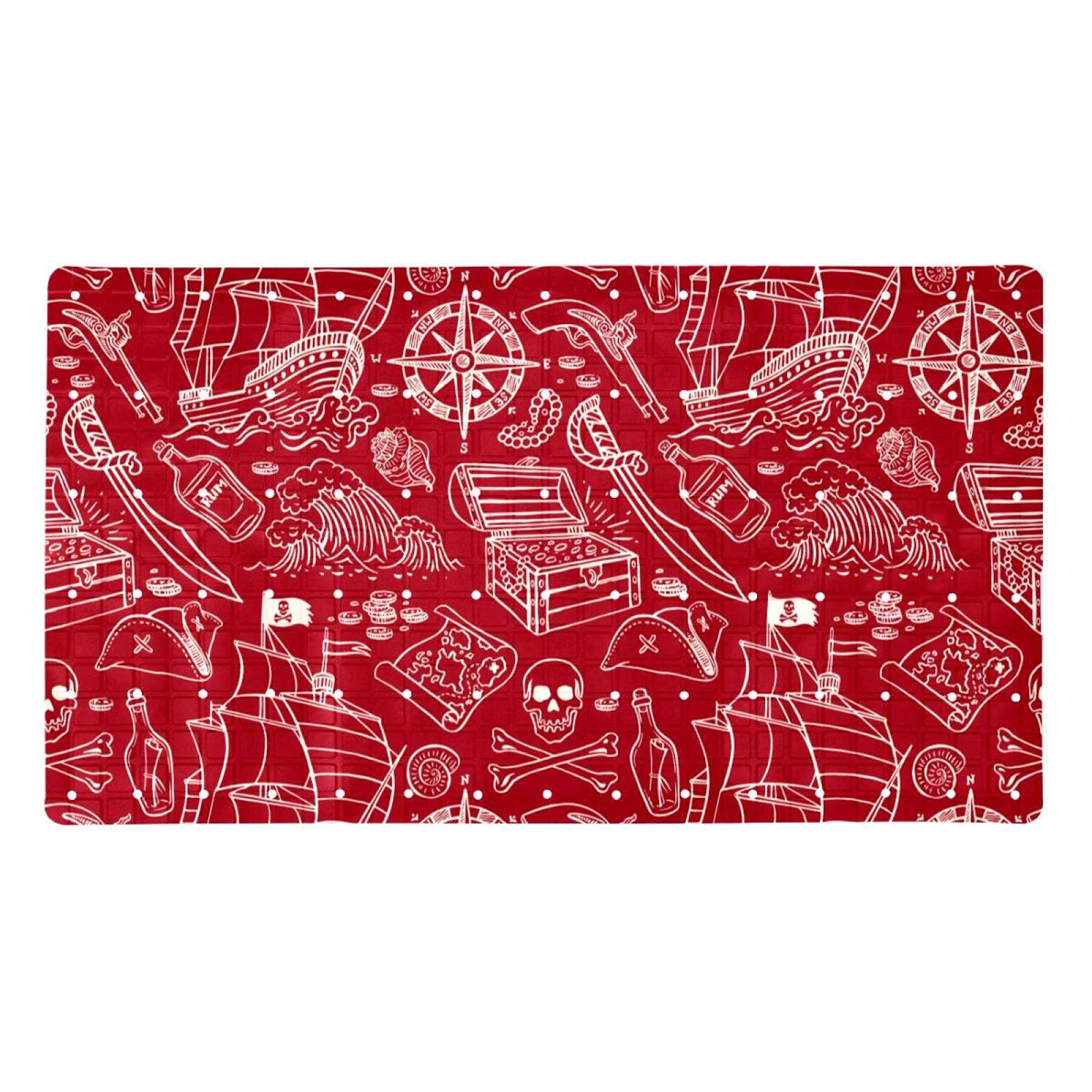 Tapis de bain antidérapant pour enfants et seniors lavable rouge