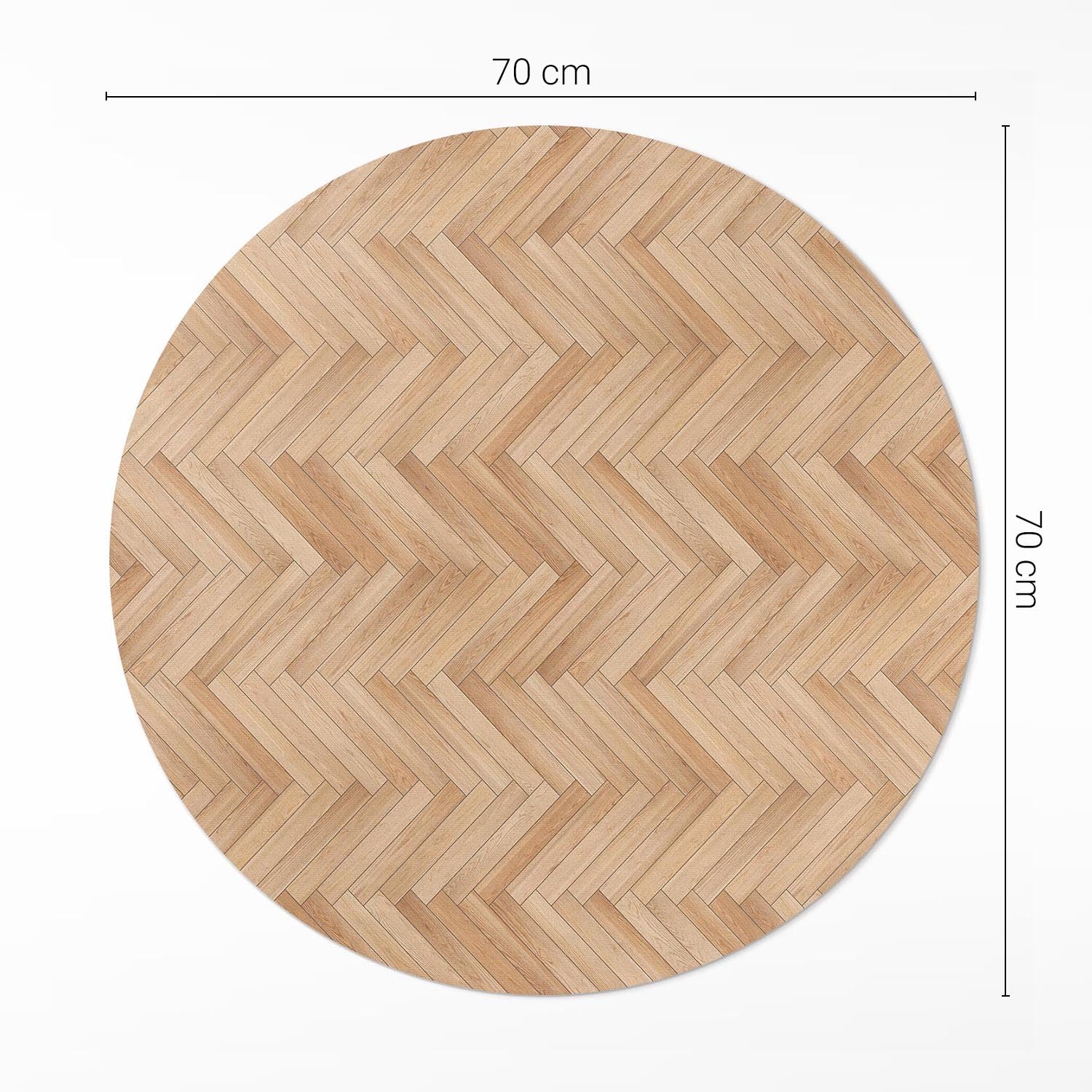 Tapis Vinyle ø70 cm pour Salon Chambre Intérieur PVC Maison Deco de Sol Cuisine Entretien Facile Durable et élégant Rond Résistant à la Rayure - Parquet à Chevrons