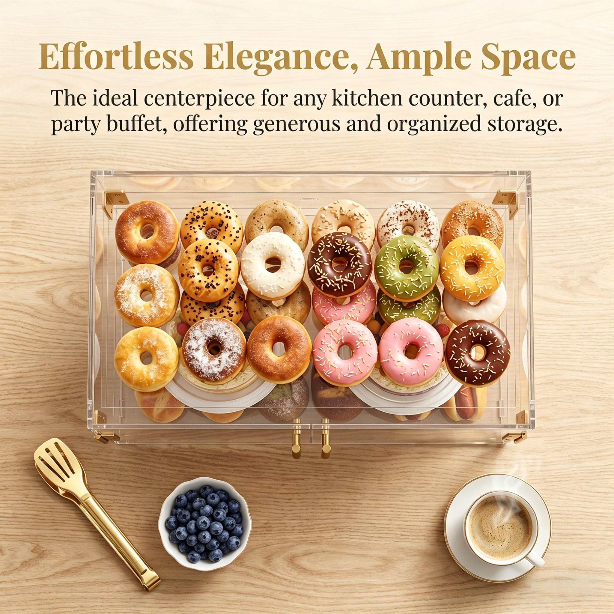 Vitrina de panadería mejorada de 3 niveles con puerta magnética | Vitrina acrílica para repostería de altura ajustable, para pan, postres, cosméticos, baño