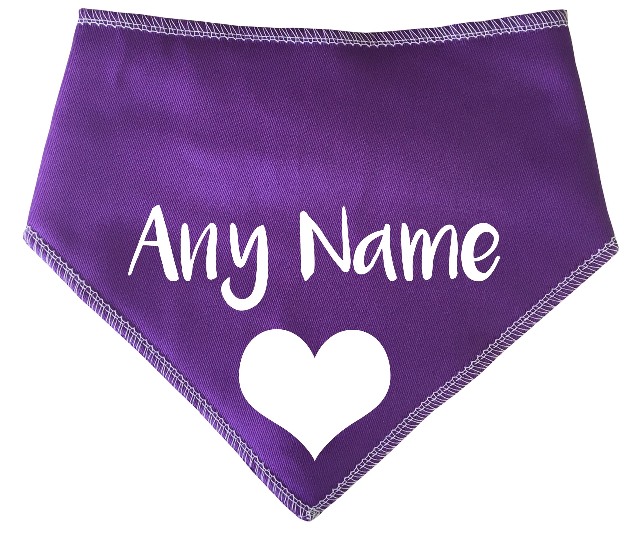 Spoilt Rotten Pets S2 Heart And Personalised Purple Dog Bandana Printed With Any Name or Wording And Cute A Love Heart Motif (S2 Small Dogs Terrier, Shih-Tzu & Cockers)