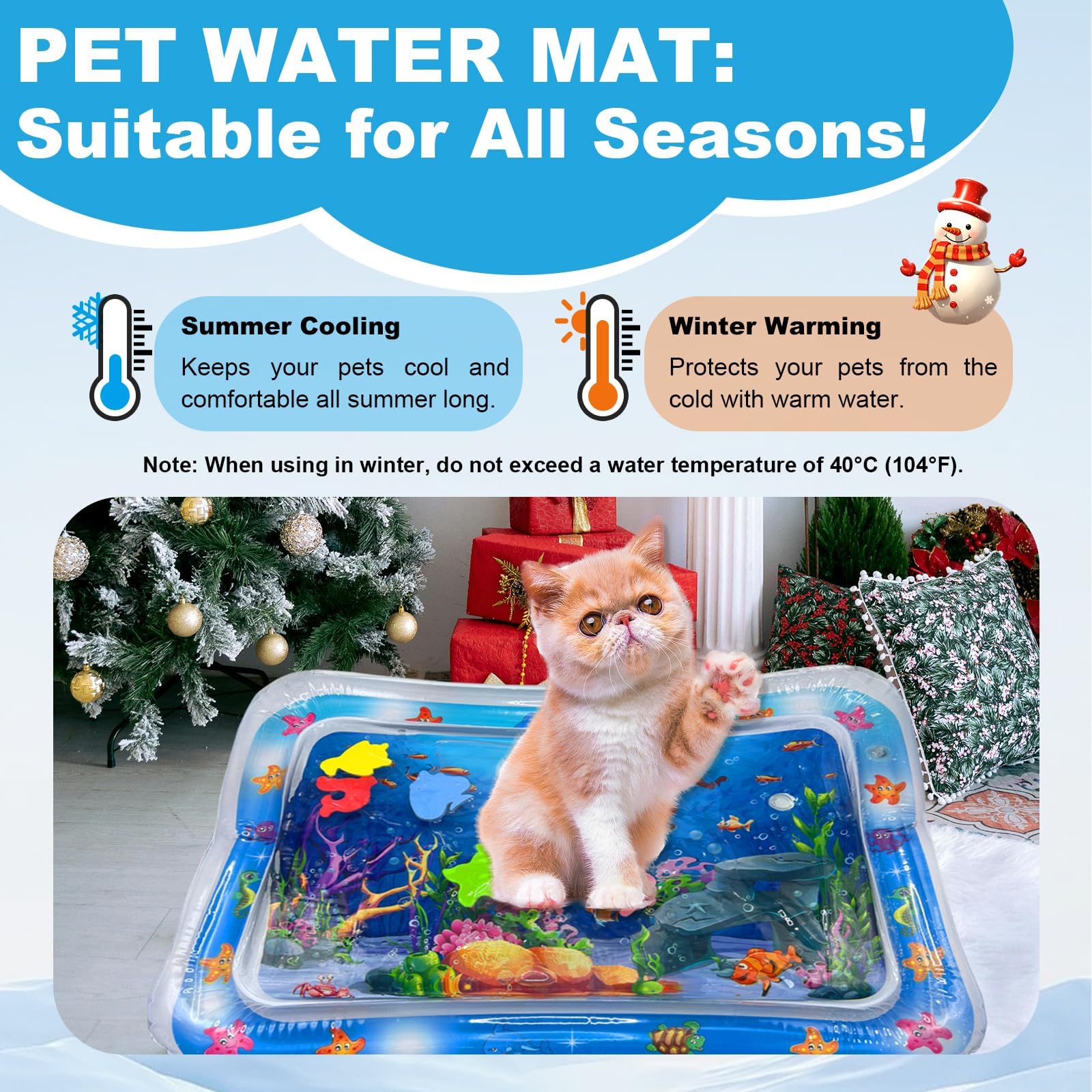 Tappetino Ad Acqua Cat, Tappetino con Acqua per Gatti, Tappetino Gonfiabile per Animali, Tappetino Sensoriale Ad Acqua per Gatti, Giochi Interattivi per Cani e Gattis (A)