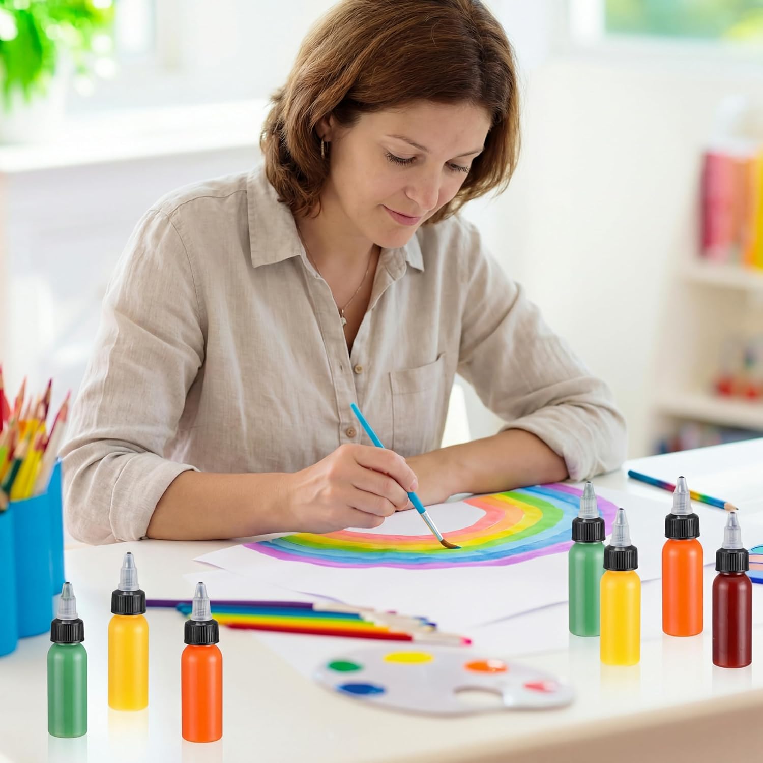 Irenare 100 Pcs 1 oz Squeeze Clear Sauce Bottles with Twist Cap Lids Empty Small Round Plastic Bottles for Oil, Liquids, Paint, Condiment Dispenser, Tattoo Ink, Hair Applicator, Crafts - Image 6