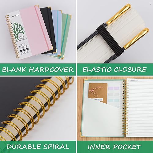 Miniatura 5 de Cuaderno de espiral de tapa dura, cuadernos de 8.5 x 11 pulgadas, con rayas universitarias, cuadernos de papel grueso de 110 GSM para trabajo,