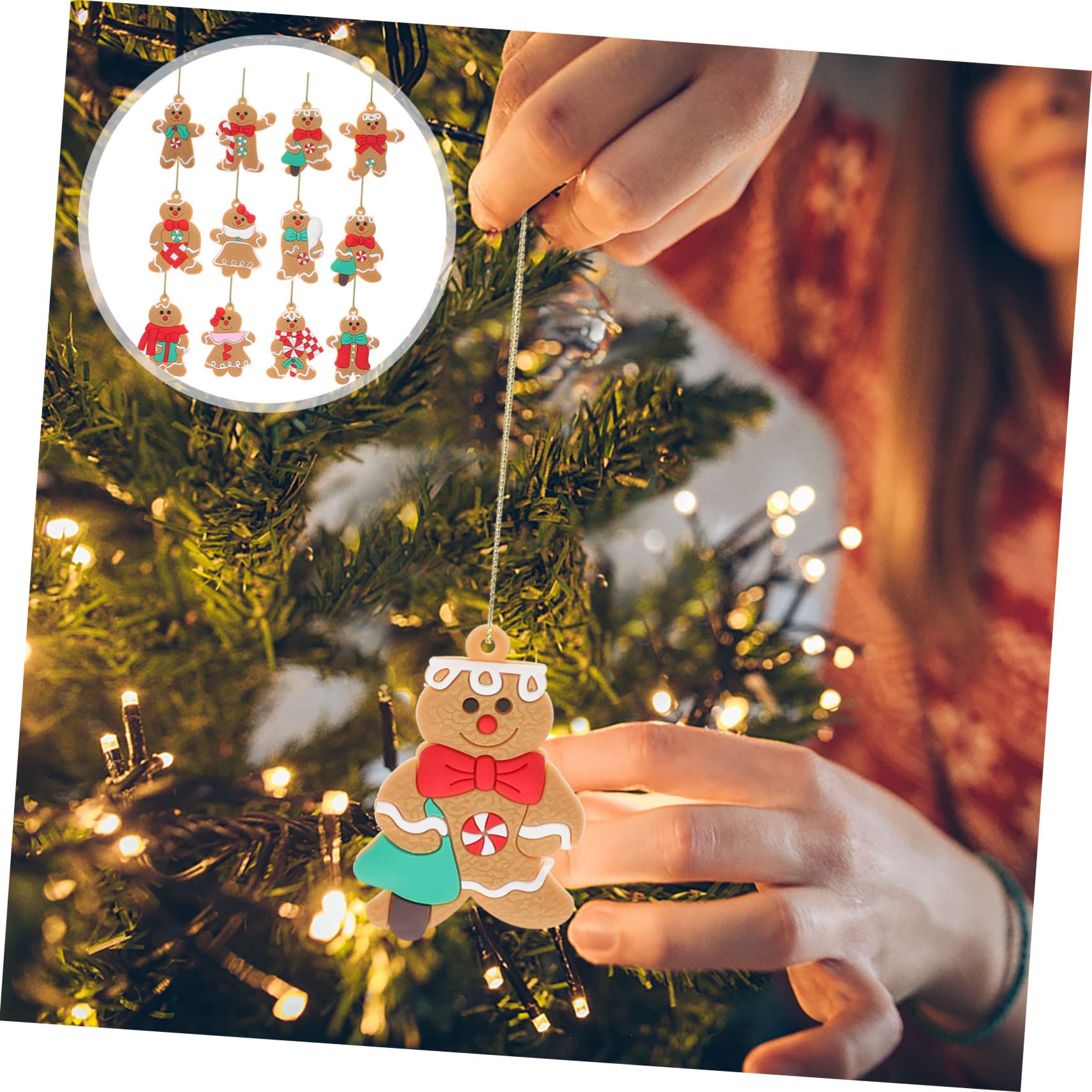Cabilock 36piezas Adornos De Hombre De Jengibre para Decoración Navideña Árbol De Navidad Colgantes De Navidad
