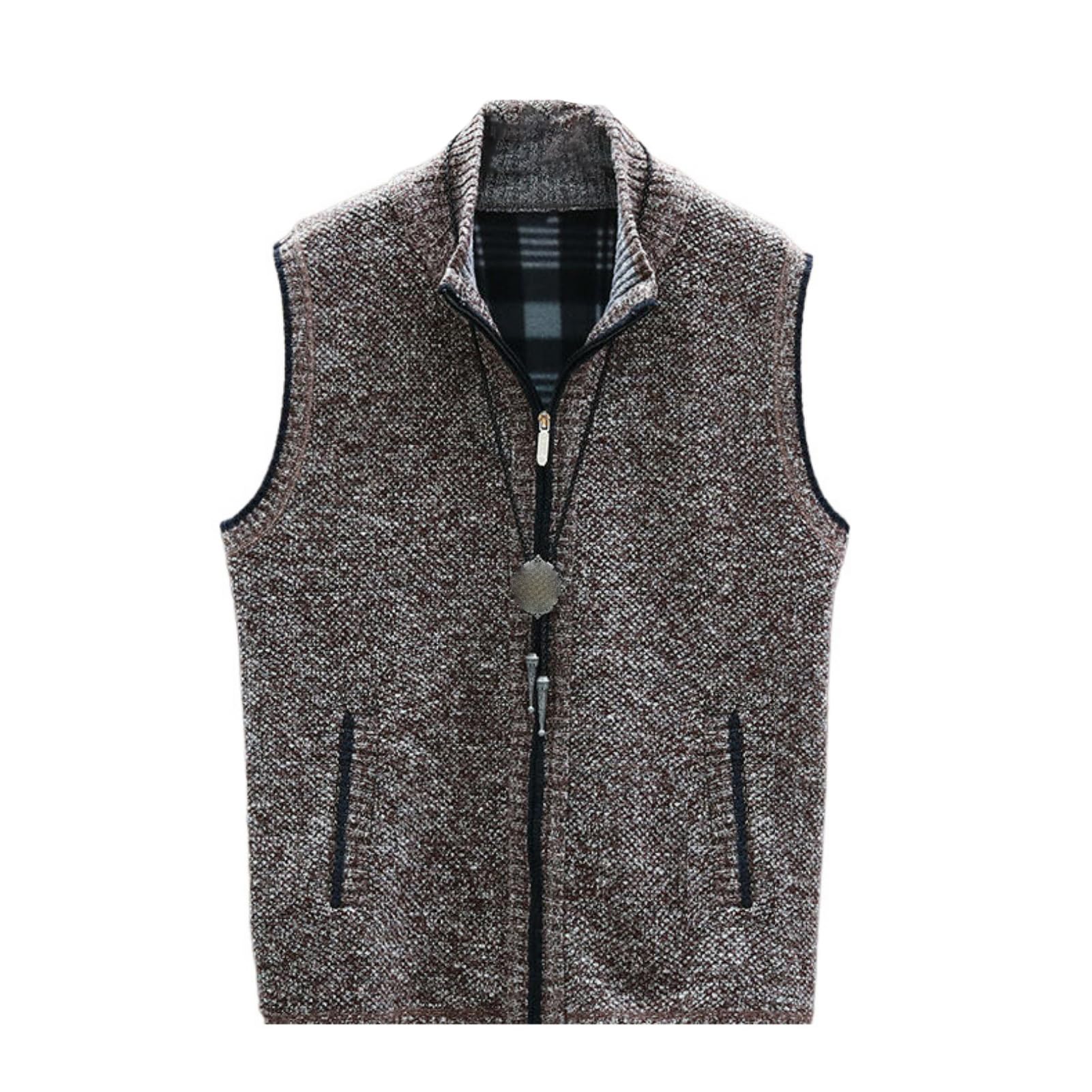 Chaleco de punto para hombre con cuello alto para otoño e invierno