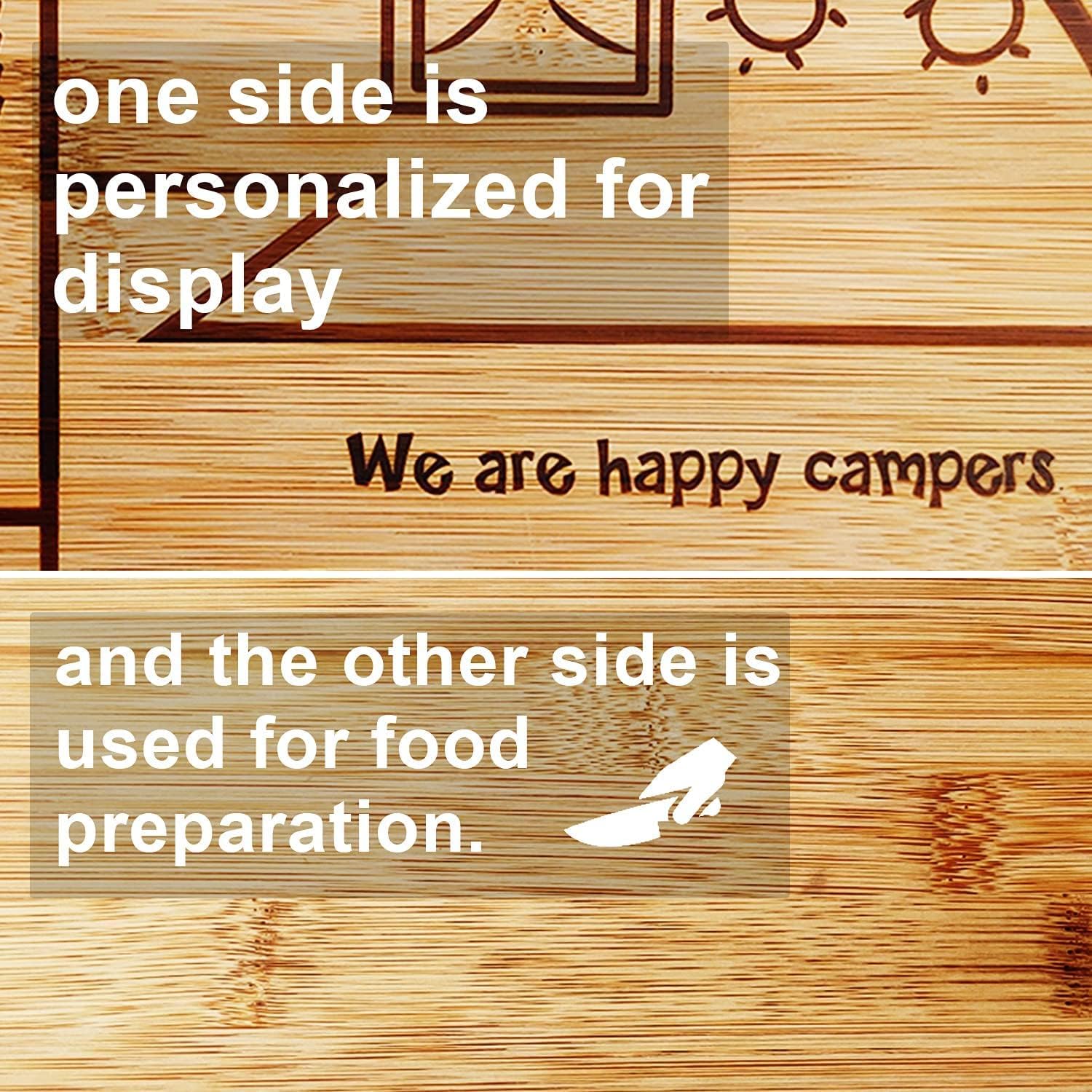 RV Cutting Board Campsite Retro Happy Camper Bamboo Wood Camper Chopping Board Perfect Funny Serving Tray for Vegetables Fruit Cheese, RV Camper gifts,Home Deco - Image 5