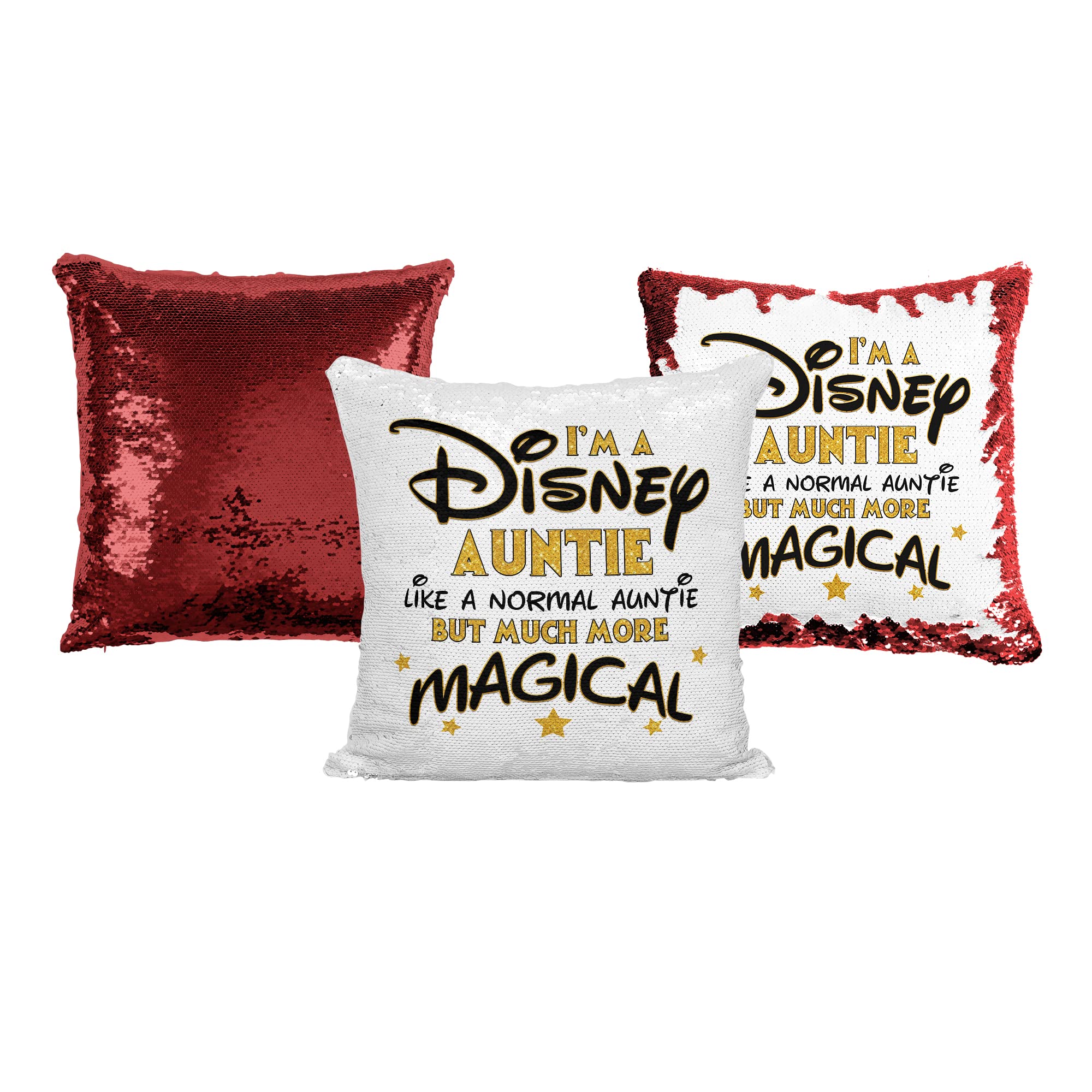Media Replication Red Print Maniacs Disney Mummy Sequin Pillow Christmas Birthday Magic Reveal Swipe (Auntie) (, With Insert/Stuffing)