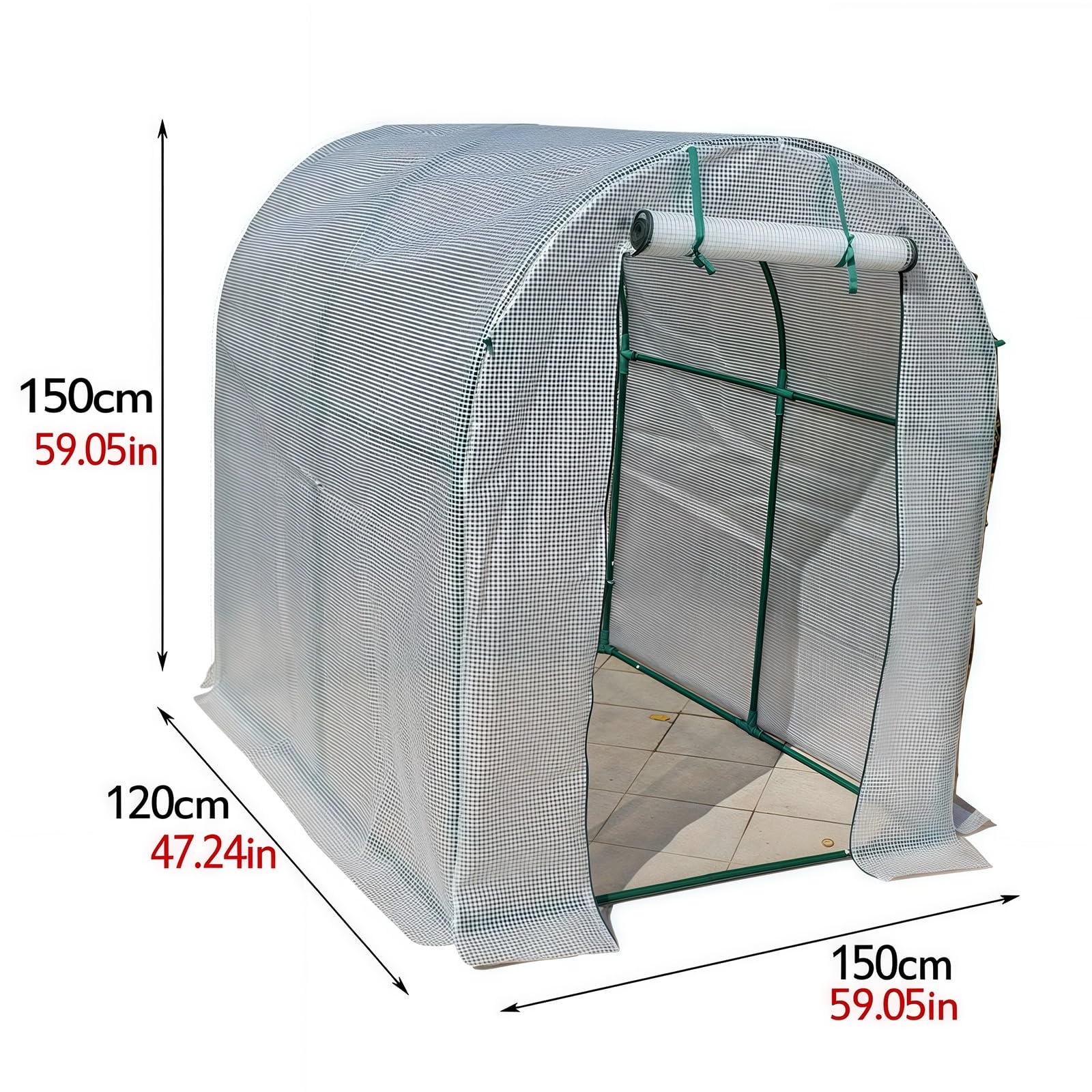 Serres portatives de Plain-Pied, Serre de Jardin intérieure et extérieure Pop-up, Porte à Fermeture éclair, Couverture en PE, 100x100x120cm(150x120x150cm)