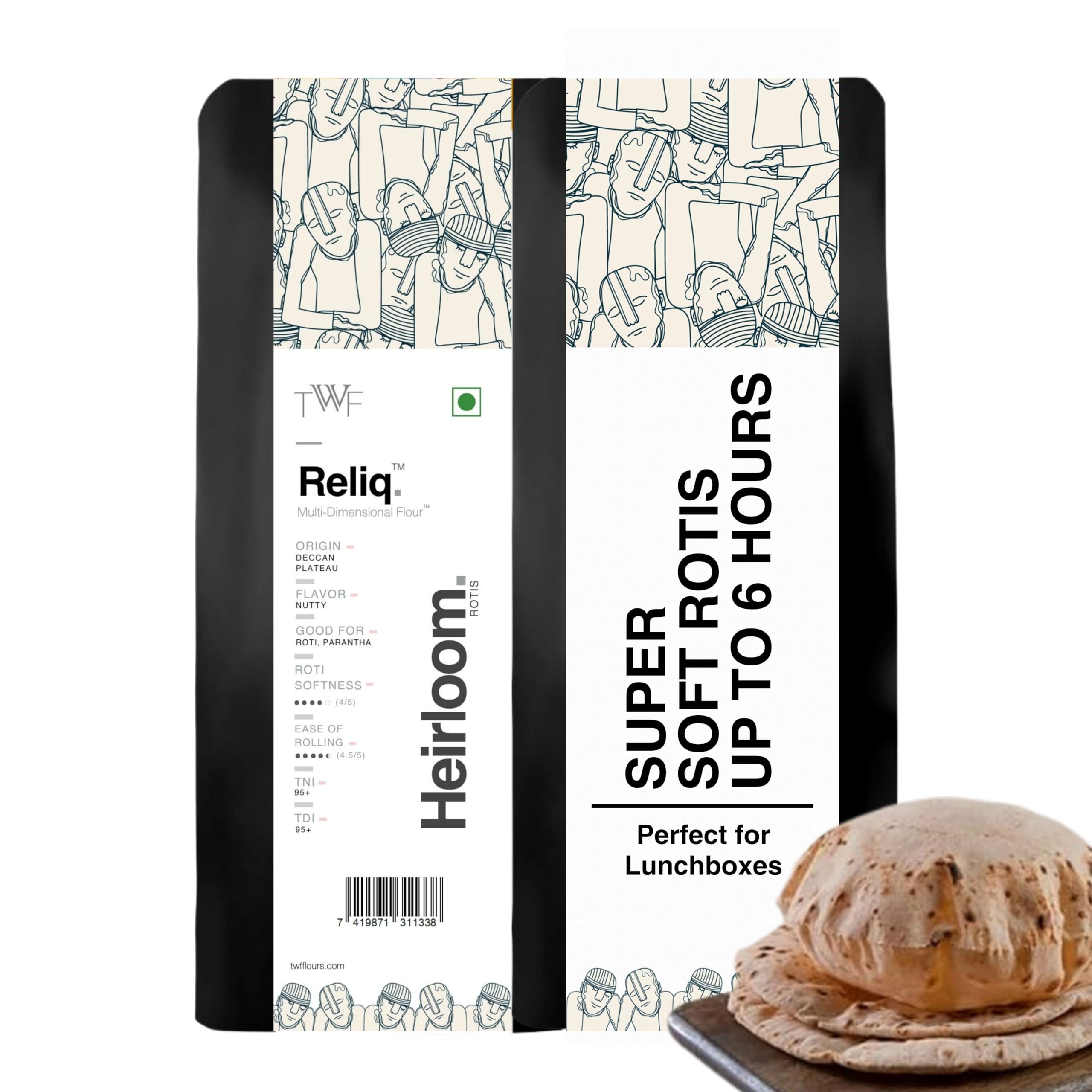 TWF Low GI Reliq Atta | 1kg | Ancient Heirloom Wheat Flour (10,000-Year-Old Variety) | Naturally Low in Gluten | High in Fiber, Minerals & Antioxidants | Gut-Friendly & Easy to Digest | Chemical-Free, Unbleached & Non-GMO | Soft, Nutty Rotis for Daily Family Use