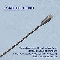 Vista 5 de Briout Cuchara de bar agitadores de cóctel para bebida, acero inoxidable de 12 pulgadas de mango largo, color negro, 2 piezas