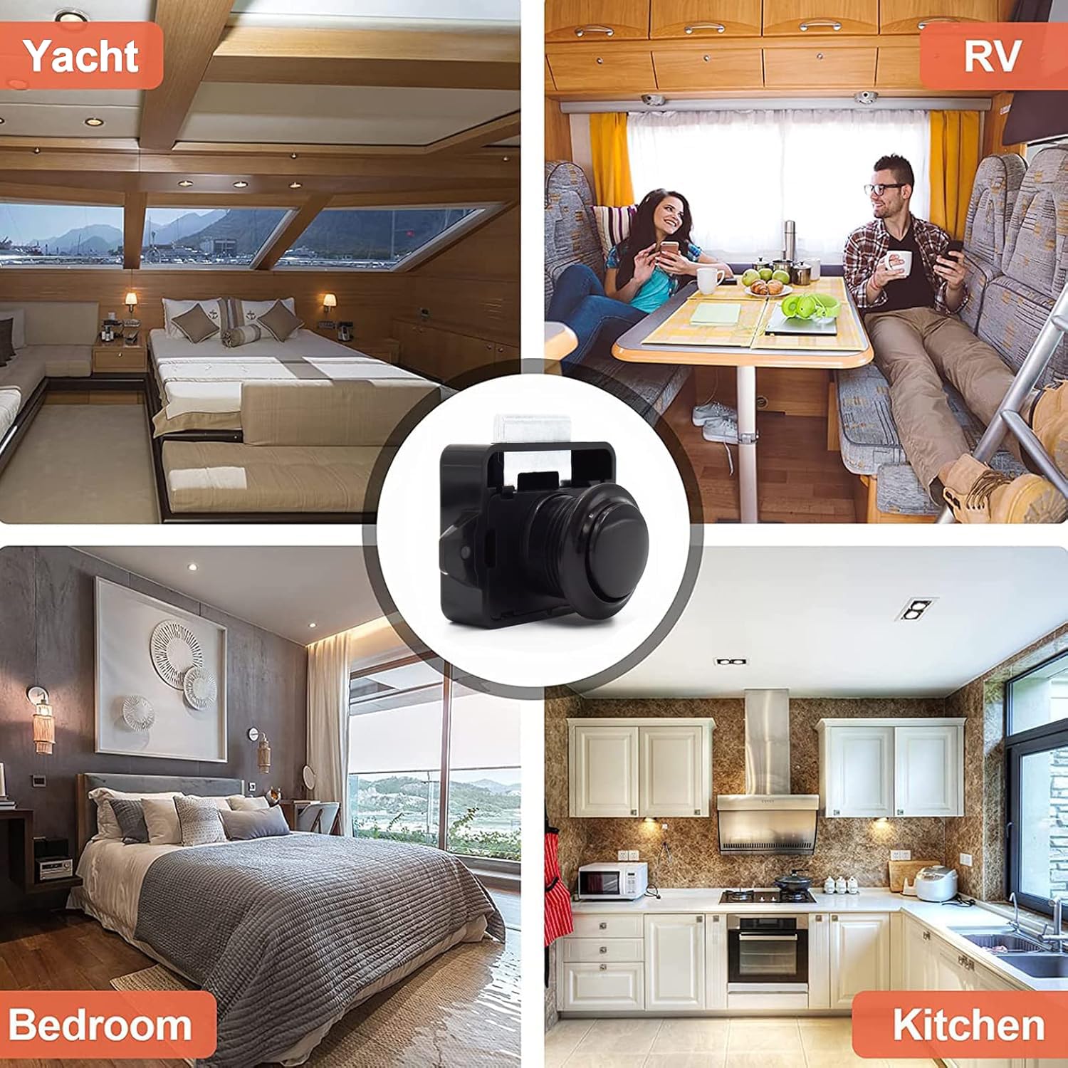 10 Pièces Serrures de Camping Car, Verrou Porte, Bouton Poussoir en Métal Serrure de Porte, Serrure de Meuble, Serrure pour Motorhome Caravan Van RV Camper, Noir
