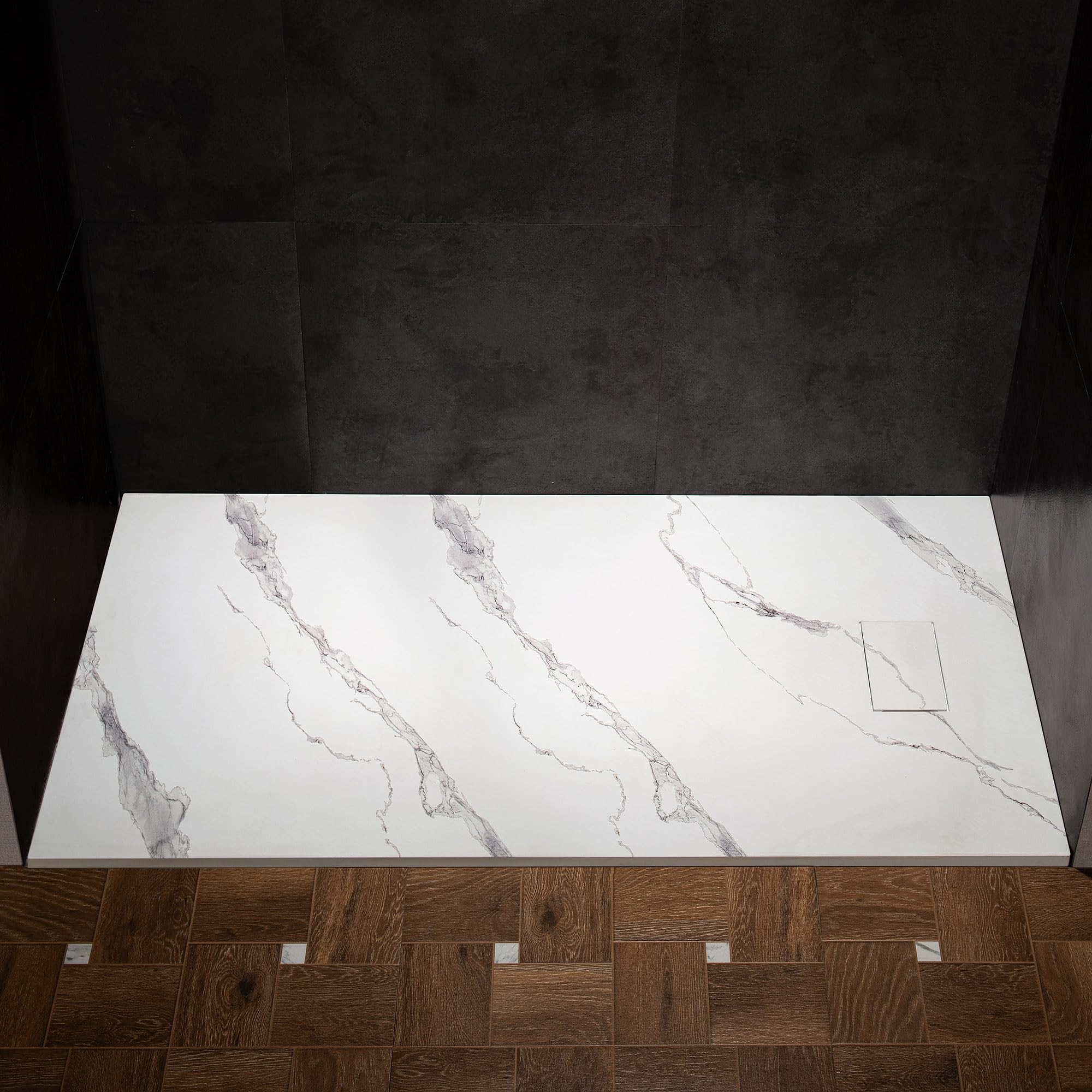 WOODBRIDGE 47.25 L x 31.5 W Zero Threshold Shower Base Carrara White