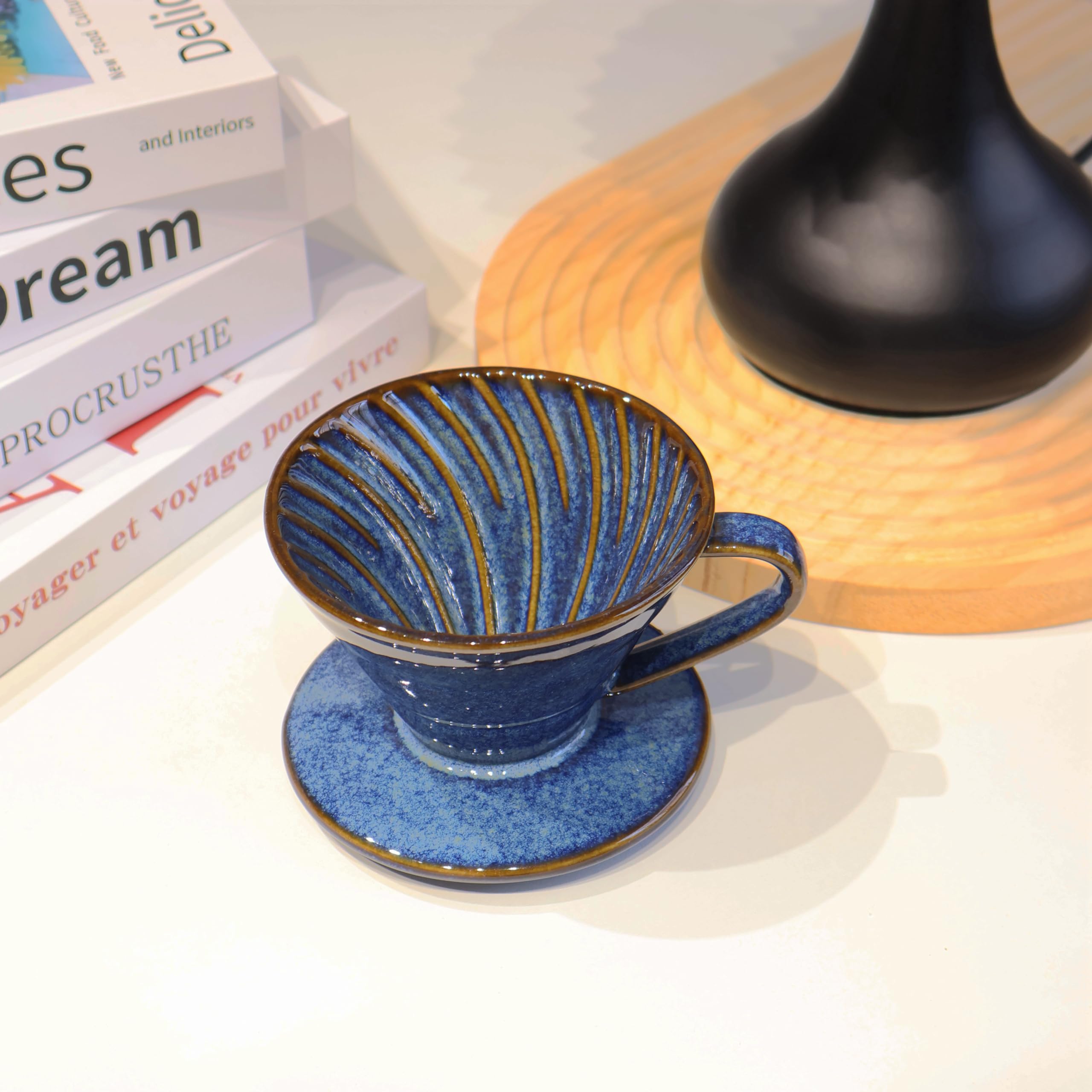 Keramik-Kaffeetropfer mit 50 Filtern, 01 Pour Over Kaffeebereiter, Porzellan, V 60, handgebrühtes Set, Keramik, handwerkliches Tropfbrauen, Barista, Geschenk für 1–2 Personen, Reisen,