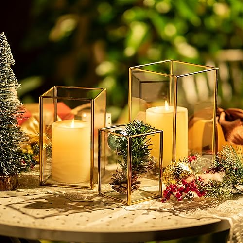 Miniatura 7 de Staymoment Juego de 6 portavelas de huracán, farol de interior decorativo con marco de metal para decoración del hogar de granja, Navidad, boda,