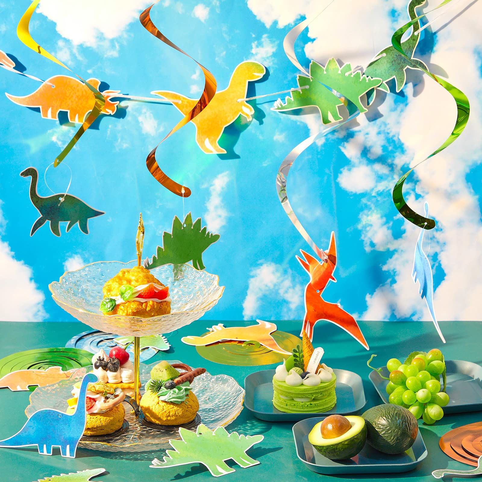 5x3ft Watercolor Dinosaur Backdrop - Dinosaur Jungle Birthday Party Decor & Photo Booth Background - View #4