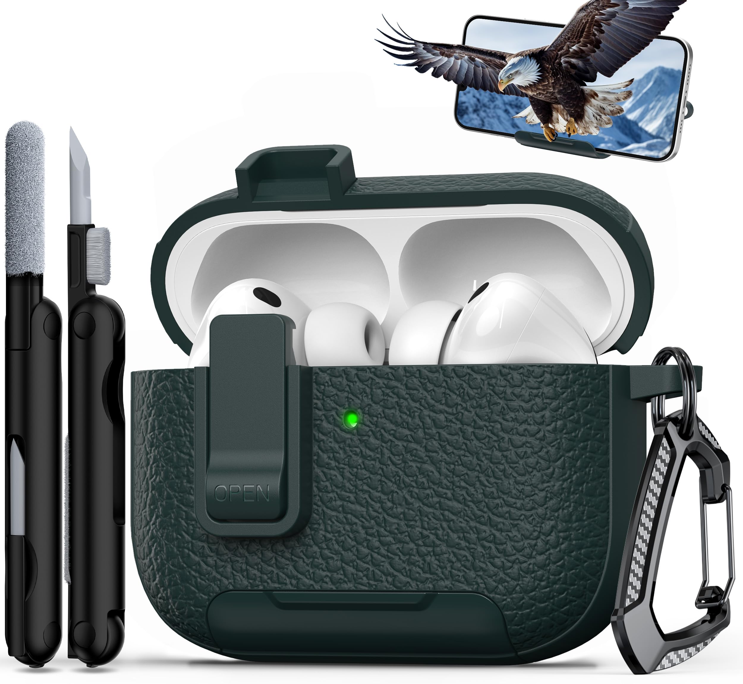 Amazon | RFUNGUANGO AirPods Pro 3ケース レザー、キーチェーン、電話