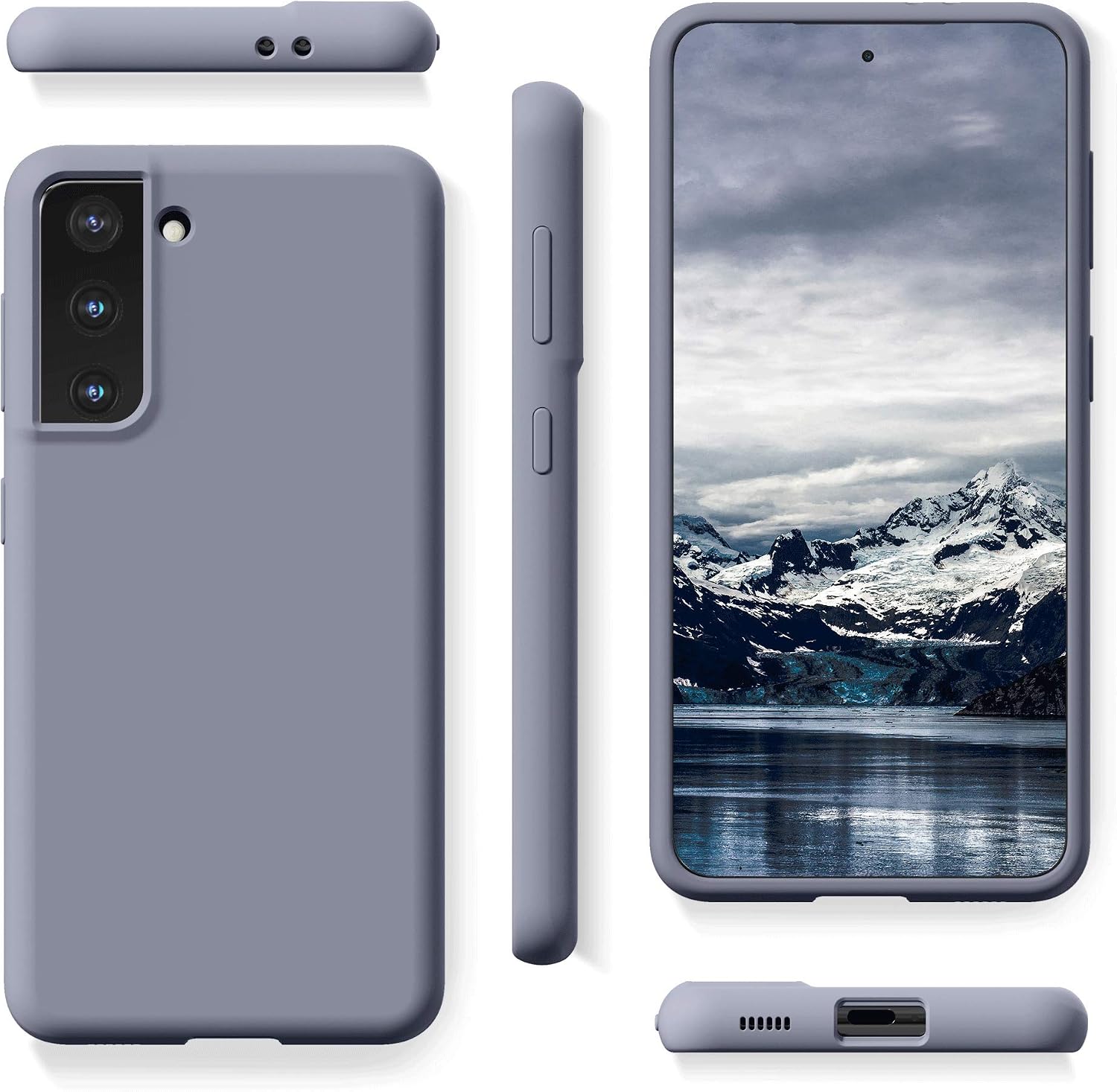 SURPHY Designed for Samsung Galaxy S21 Case 6.2 inch, Liquid Silicone Case (with Microfiber Lining) for Samsung Galaxy S21 5G 2021 (Lavender Gray)