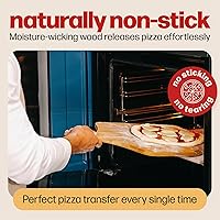 Vista 5 de HANS GRILL Pala de madera para pizza de 12 pulgadas, pala de madera de bambú, paleta de 12 pulgadas para horno, paleta de bambú natural de grado