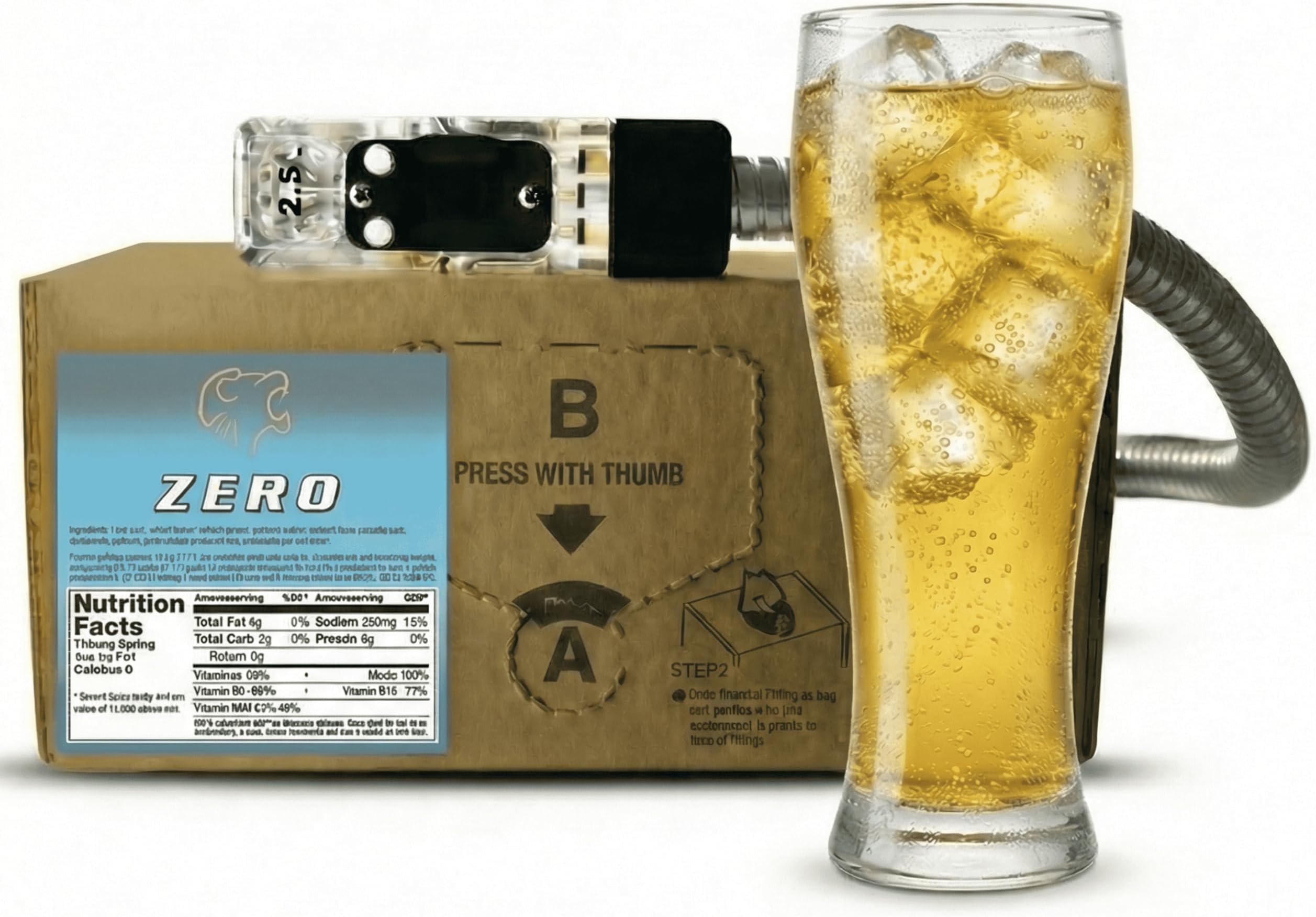 Roaring Lion Zero energy drink (1 Gallon Bag-in-Box Syrup Concentrate) - Sweetened with Stevia - Zero Calories, Carbs, Sugar - Box Pours 6 Gal of Energy Drink - Use with Bar Gun, Fountain, SodaStream