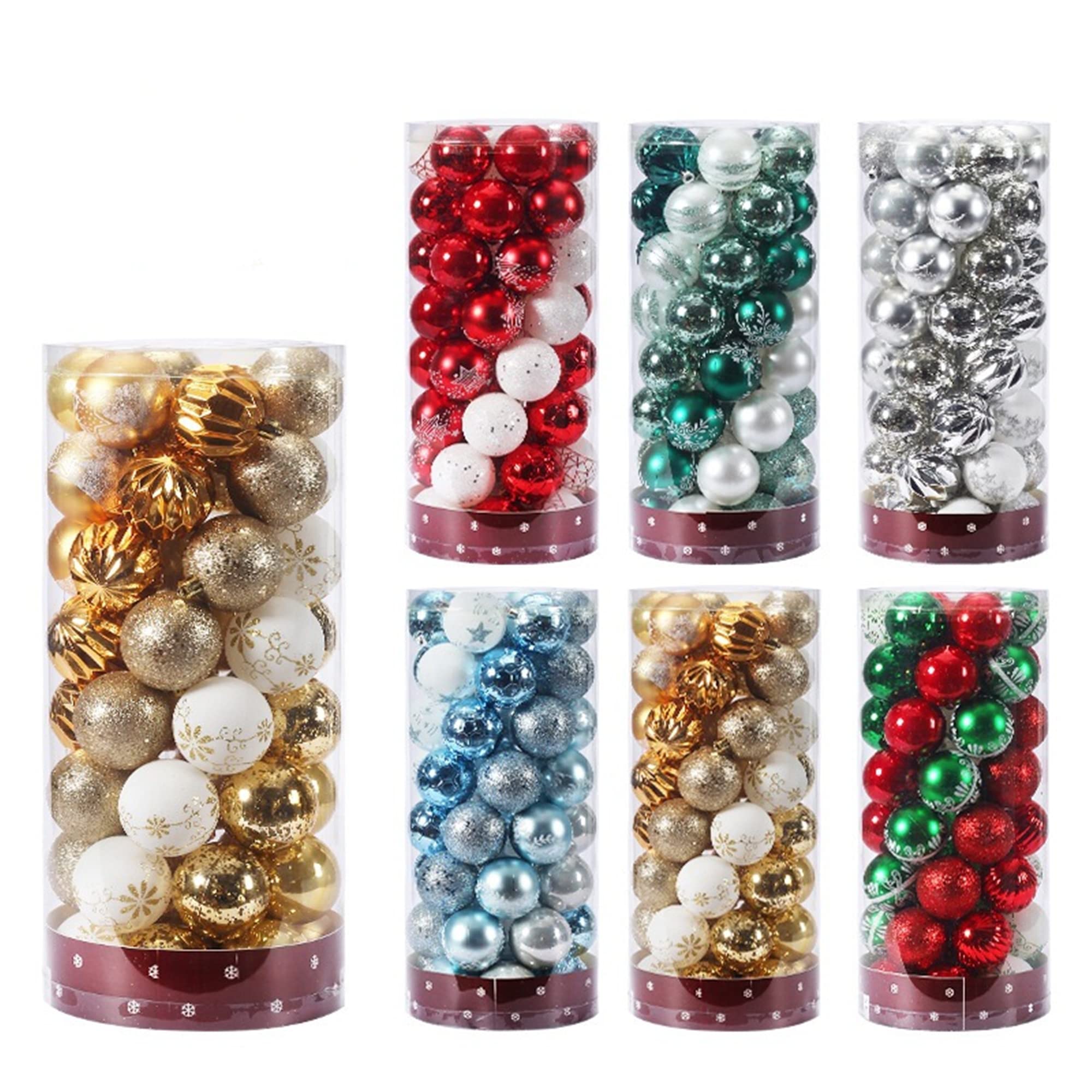 Lot de 50 boules de Noël en plastique galvanisé, incassables, pour sapin de Noël, fête, mariage