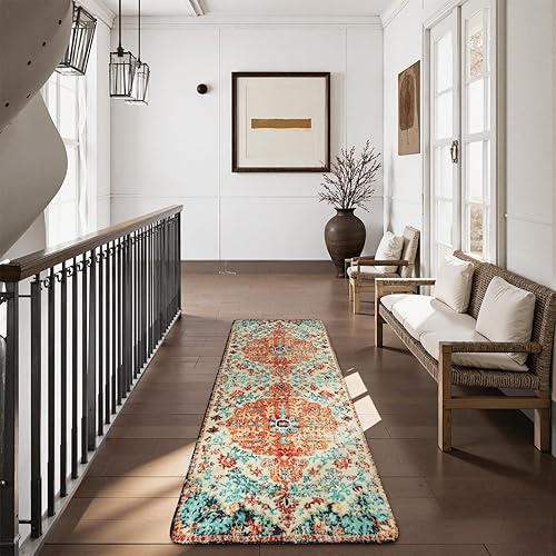 Miniatura 4 de Lahome - Tapetes de pasillo bohemios lavables, con respaldo de goma, 2x7 pies para pasillos y cocina, suaves, antideslizantes, no desprenden pelusa,