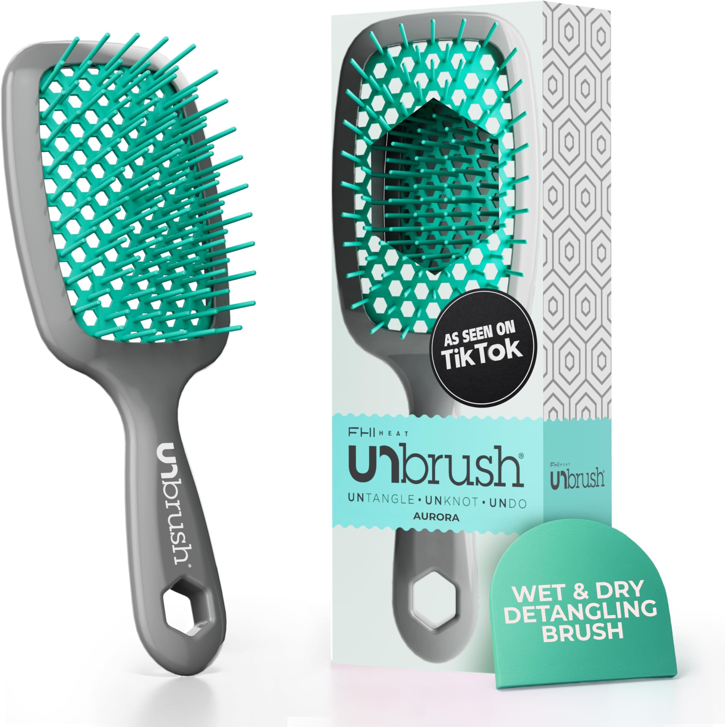 FHI Heat UNbrush Wet & Dry Vented Detangling Hair Brush, Aurora