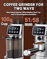 Vista 7 de AMZCHEF Coffee Grinder, Burr Coffee Bean Grinder for Home Use with 48 Precise Grind Settings, Detachable Funnel Stand for Espresso, LED Control