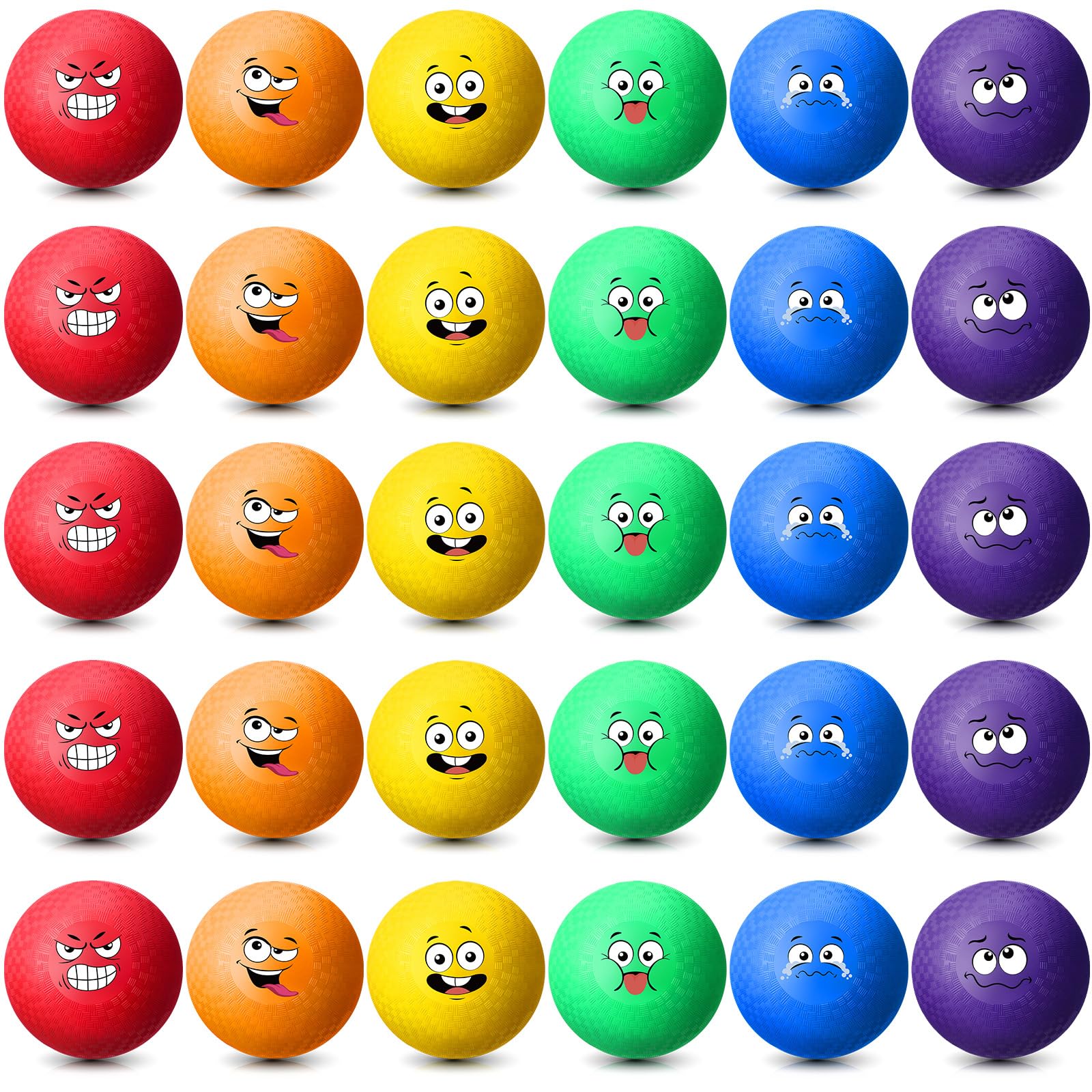 Jerify Dodgeballs-Spielplatzbälle, bunt, Emotions-Handball, Kickball, Hüpfbälle für drinnen und draußen, Spiele, Fitnessstudio, Camping, Picknick, Strand, Schule, 30 Stück
