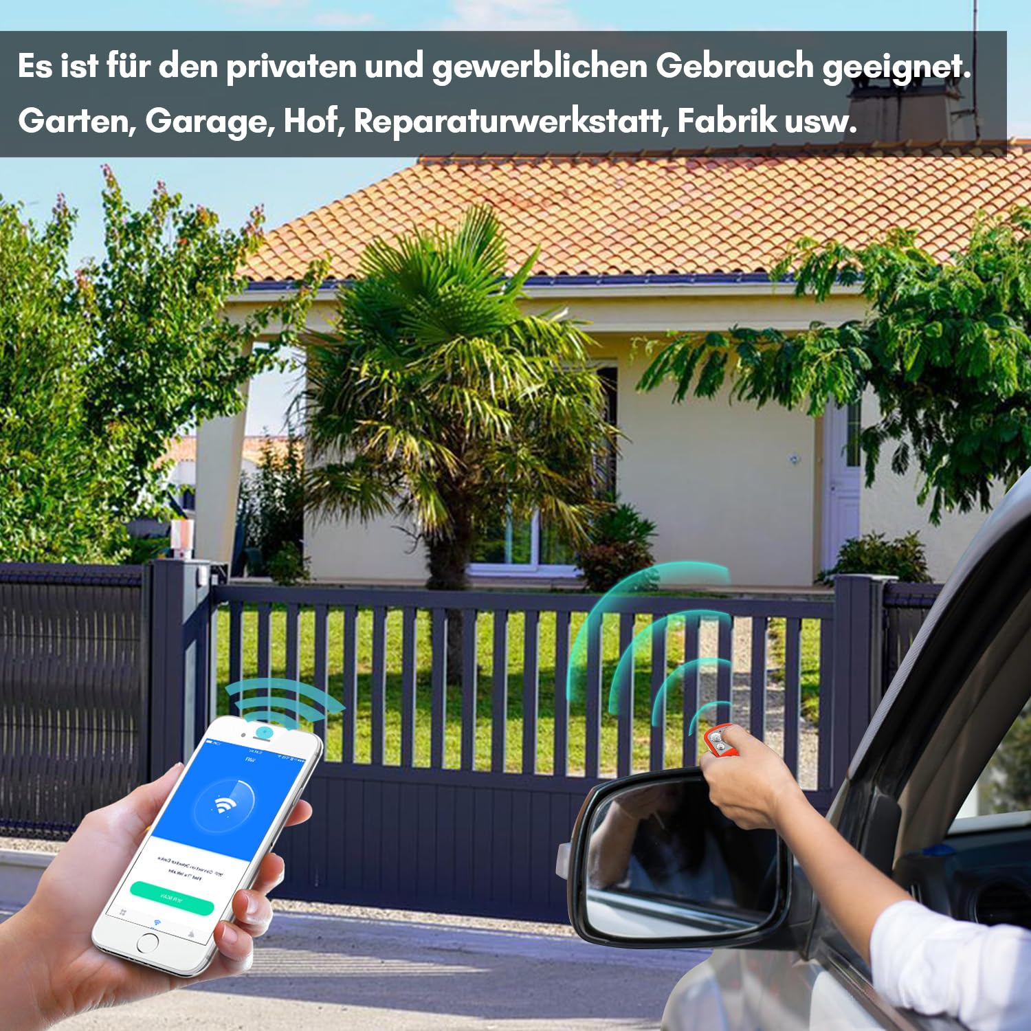Ikodm Operador de Apertura de Puerta 1200 kg 550W Smart WiFi Motor Puerta Corredera con 4M Cremallera, 2 Control Remoto y la función de cierre automático para Puerta de Jardín, Garaje