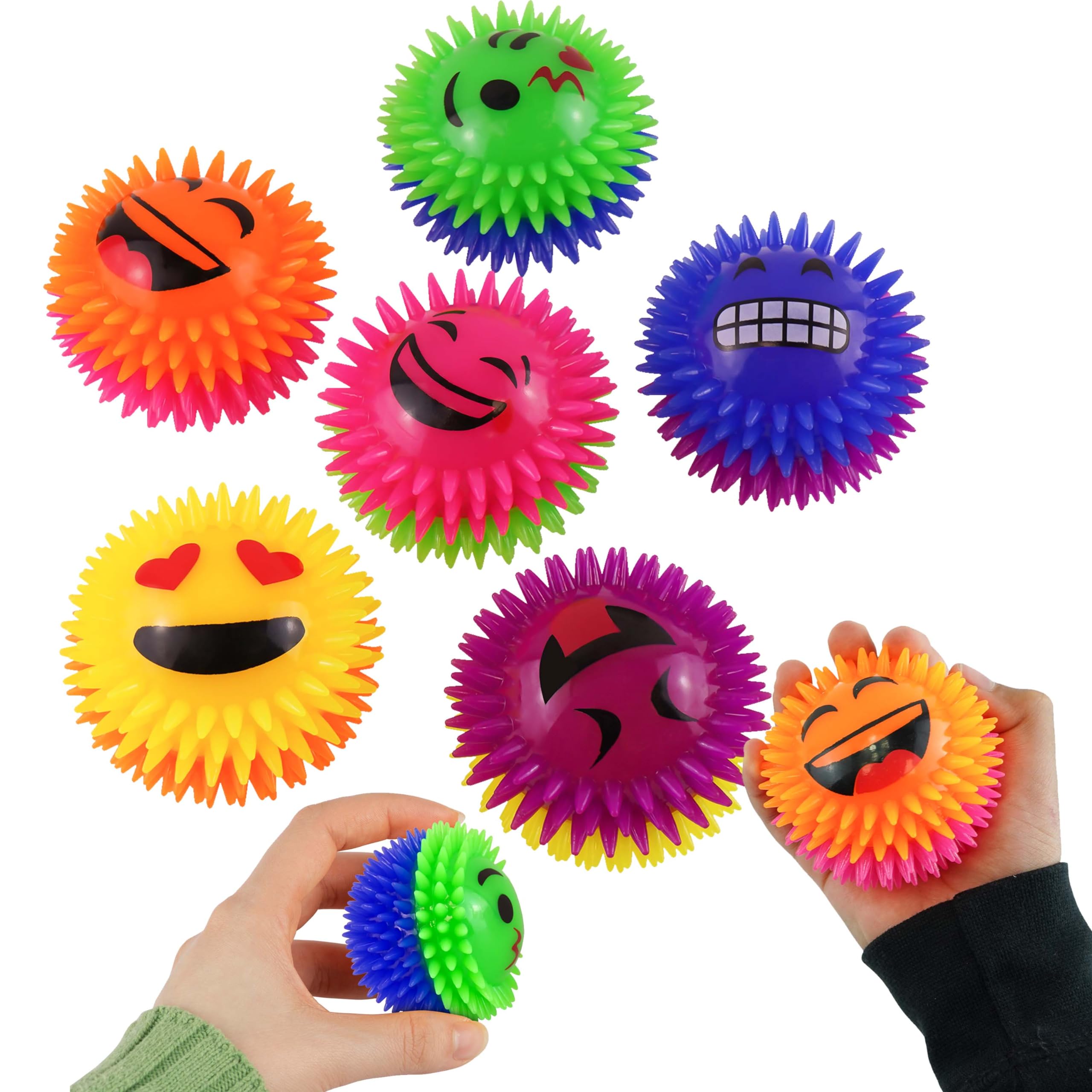 SRV Hub 3x Random Colors Bouncy LED Spikey Balls-7cm(Dia)| Pressureless Soft Massage Tools Balls for Adults| Light Up Dog Balls for Party Favours 3+Y