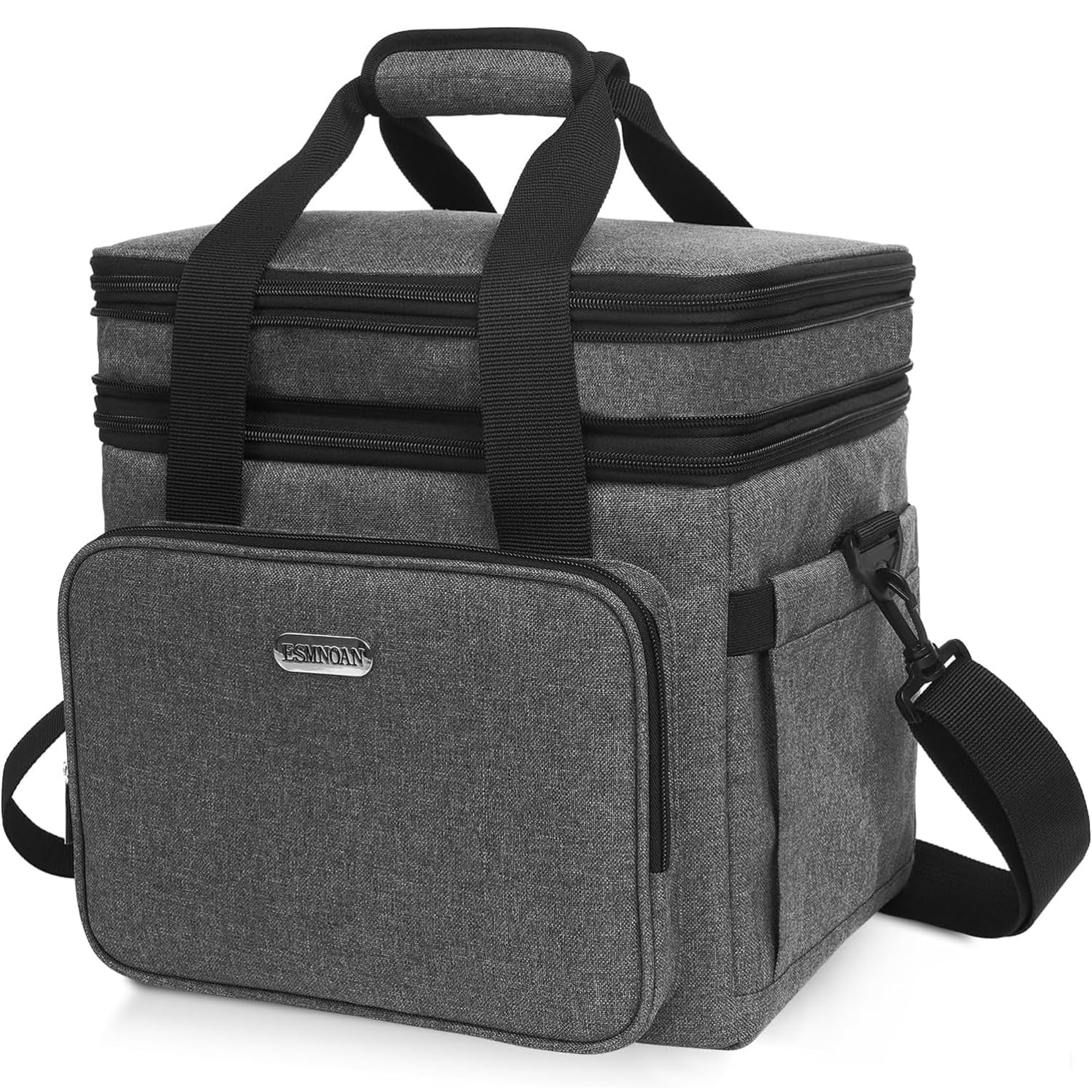 21L Insulated Lunch Bag for Men & Women, Large Leakproof Double Deck Lunch Box Cooler Bag, Keep Warm/Cold for Work Travel Picnic, Grey