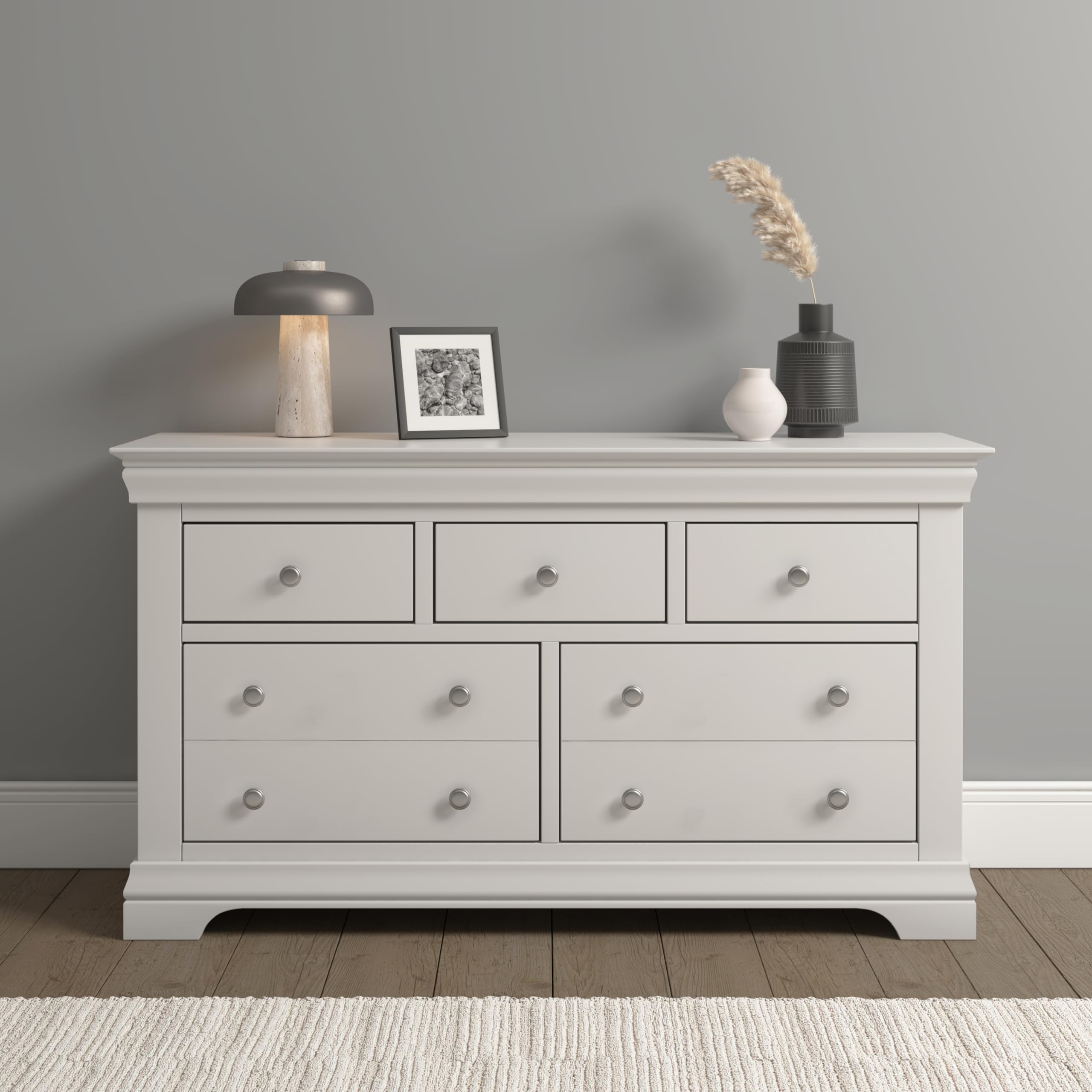 Bordeaux 3+2 Drawer Chest Ivory Large Assembled Premium Painted Bedroom