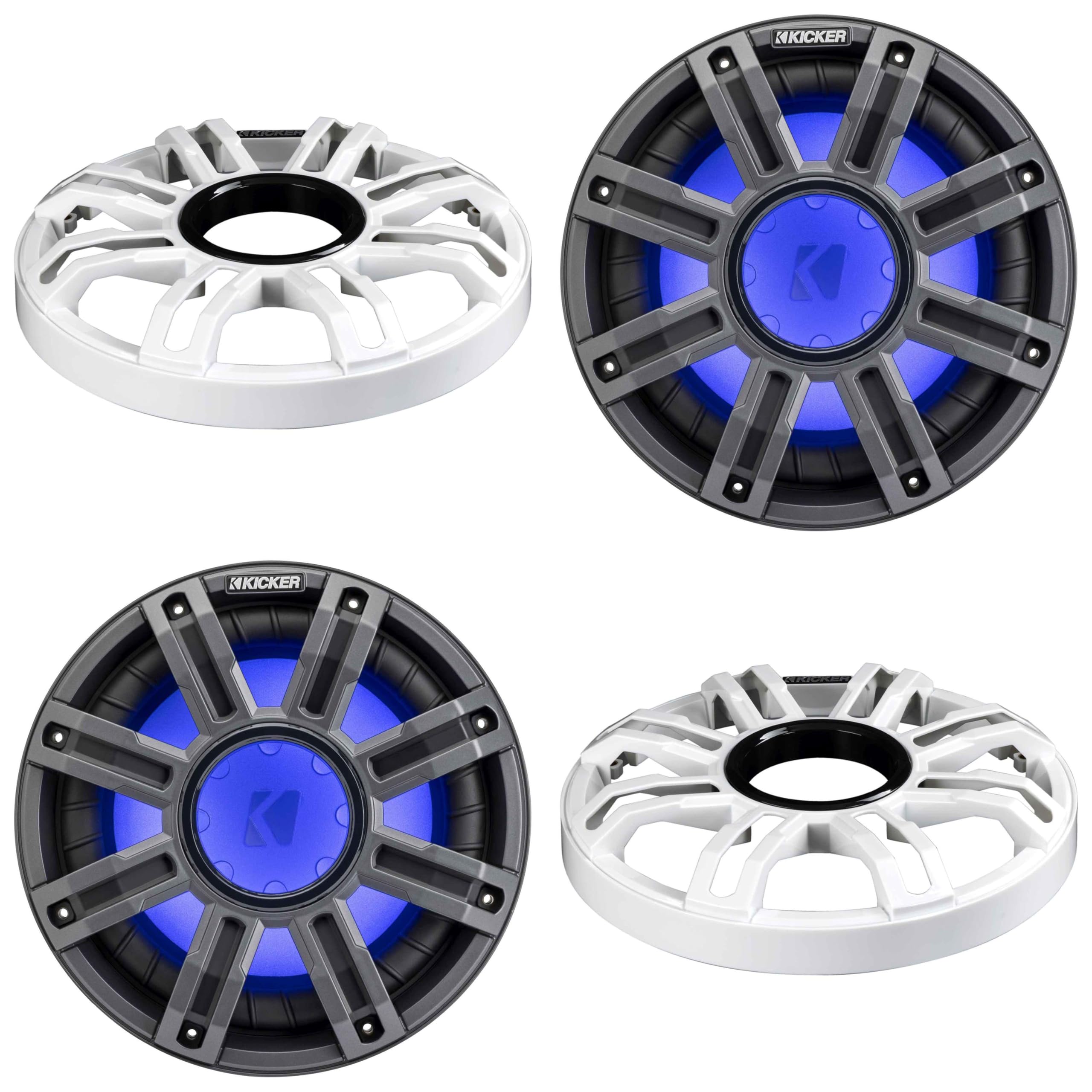 Kicker (2) 51MWE104 - MWF 10-Inch Premium Marine Subwoofer (for Enclosures) 4-ohm and 51MWG10W White Grill Bundle