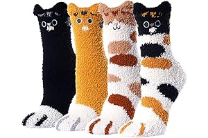 Fuzzy Cat Socks Women - Super Soft Fluffy Plush Slipper Socks